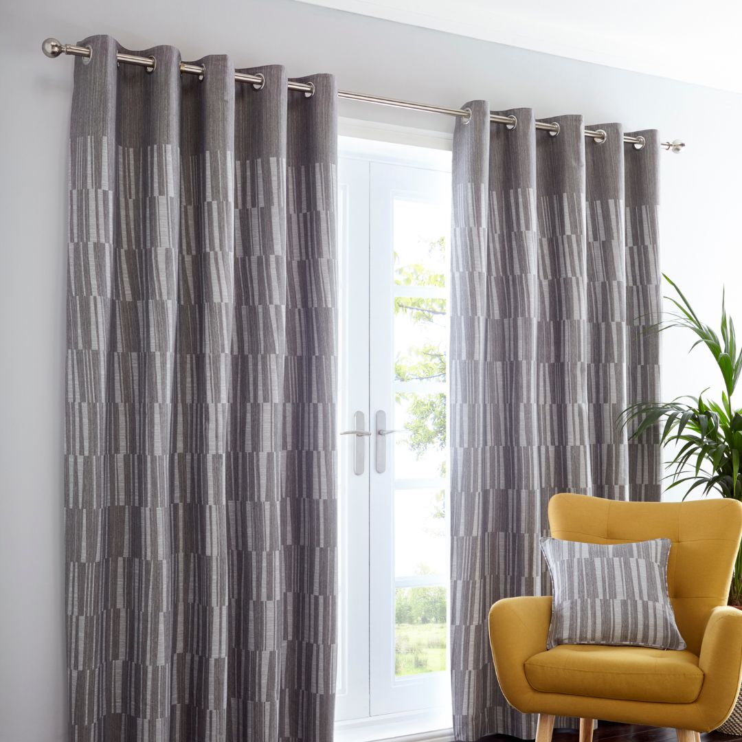 Detroit  Eyelet Curtains - Charcoal Grey - 167cm (66") X 183cm (72") / Charcoal - Portfolio  | TJ Hughes