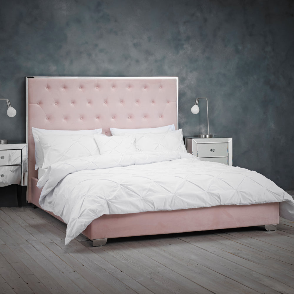 Meribel Kingsize Bed 5ft 150cm - Pink - LPD Furniture  | TJ Hughes