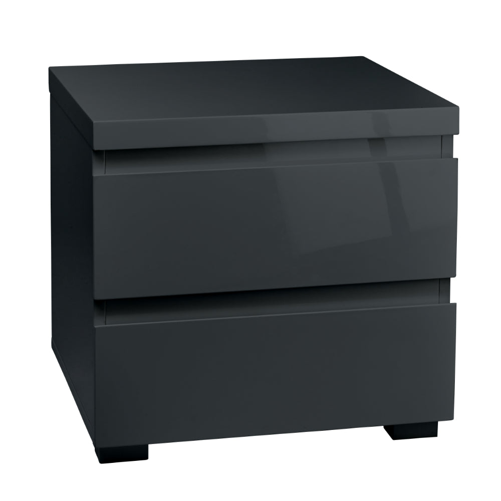 Puro Bedside Table with 2 Drawers - Charcoal Grey - LPD Furniture  | TJ Hughes
