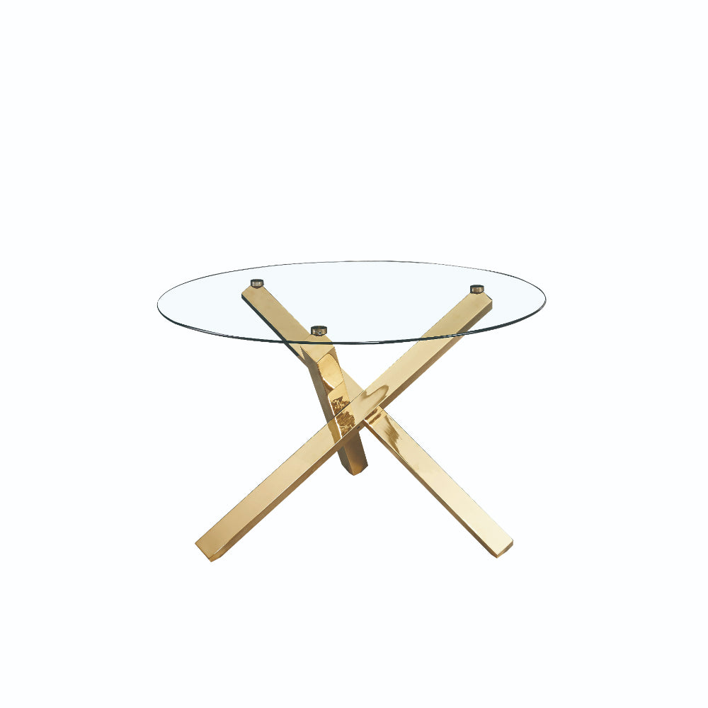 Capri Dining Table Glass Top With Gold Legs 1.2m - LPD Furniture  | TJ Hughes
