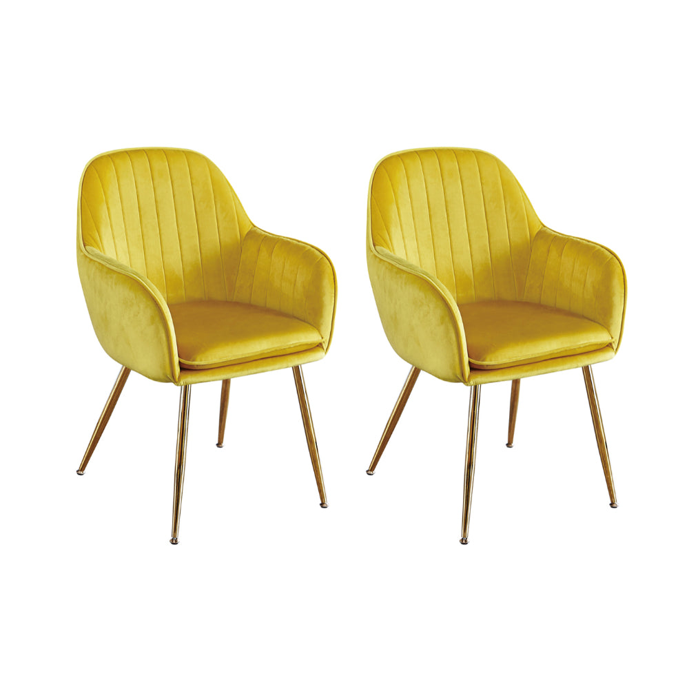 Lara Dining Chairs Ochre Yellow With Gold Legs - Set of 2 - LPD Furniture  | TJ Hughes