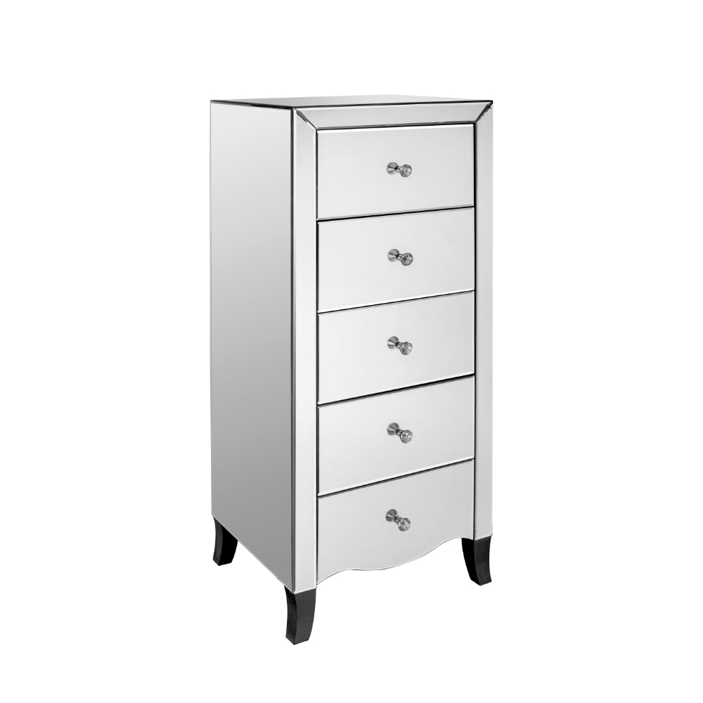 Valentina Mirrored Chest of Drawers with 5 Drawers 120cm - Mirror - LPD Furniture  | TJ Hughes