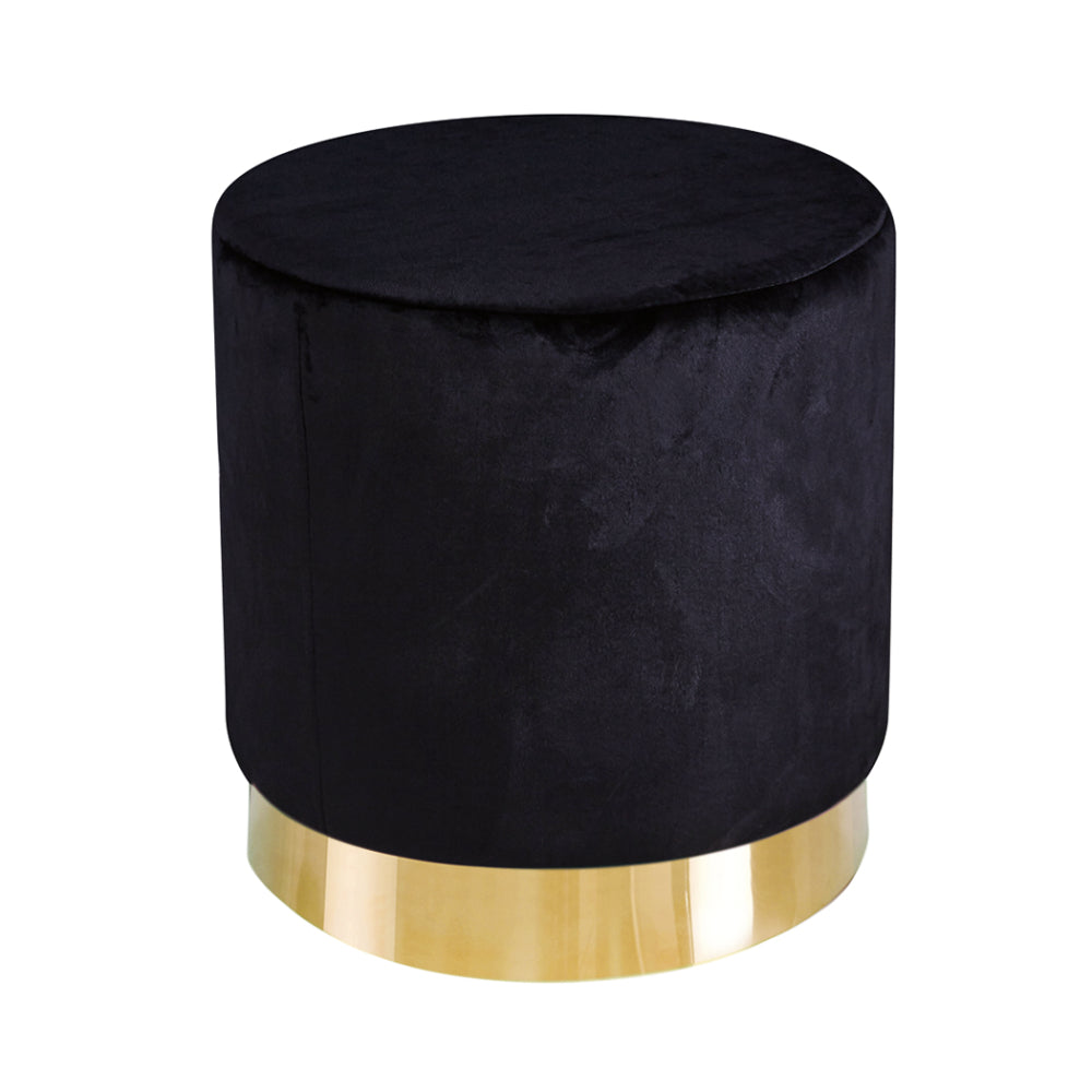 Lara Velvet Pouffe - Black - LPD Furniture  | TJ Hughes