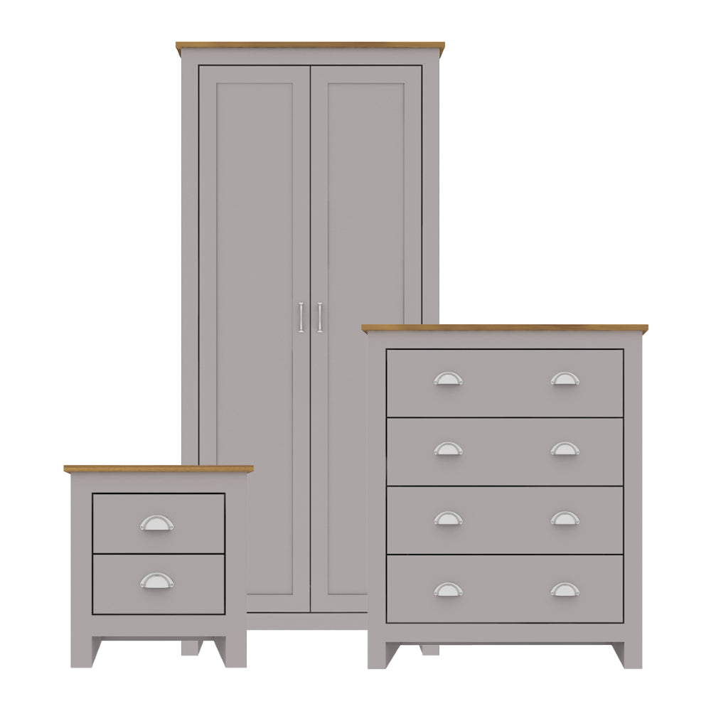 Lancaster Bedroom Furniture Set 3 Piece - Grey Oak - LPD Furniture  | TJ Hughes