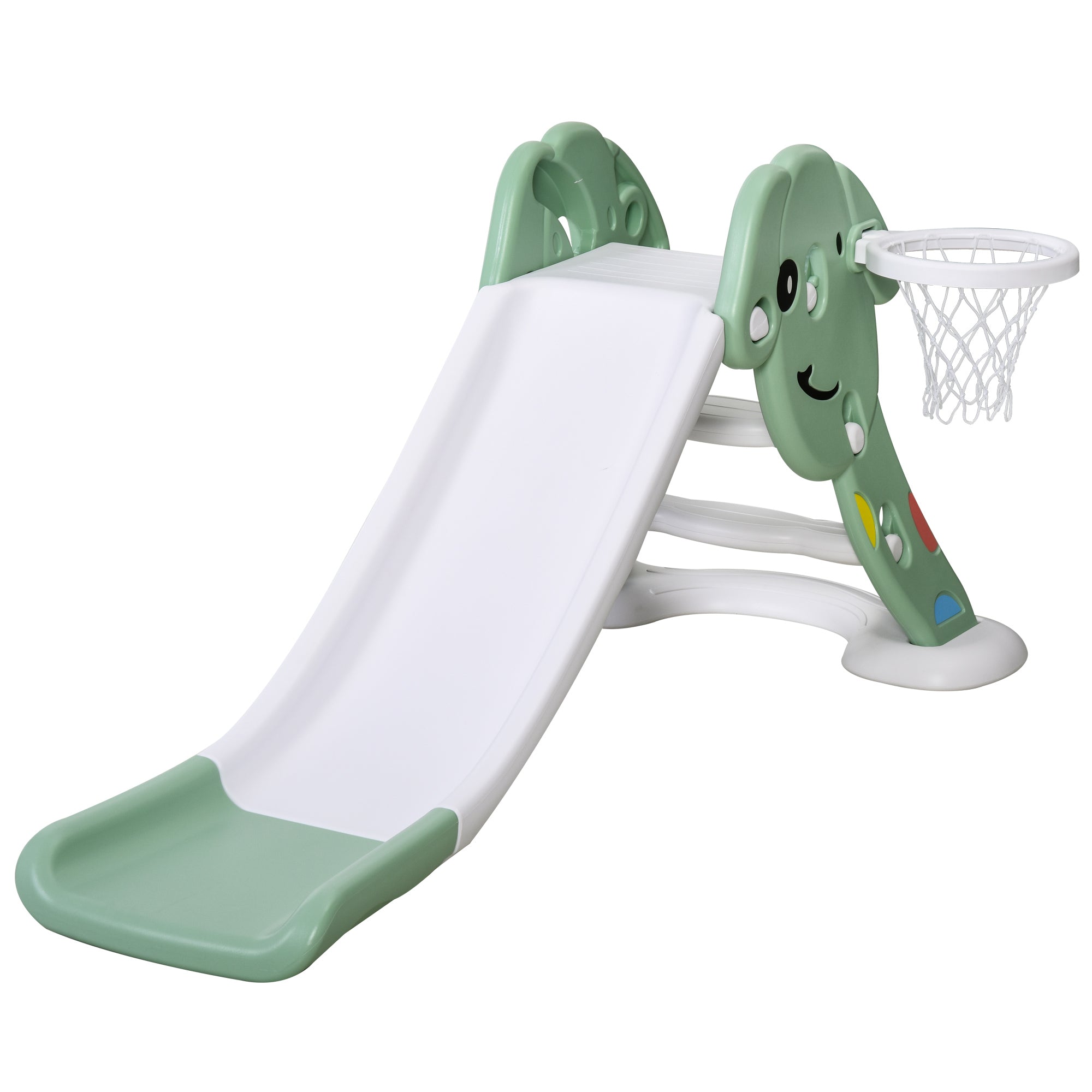 HOMCOM Kids Slide with Basketball Hoop Toddler Climber Freestanding Slider