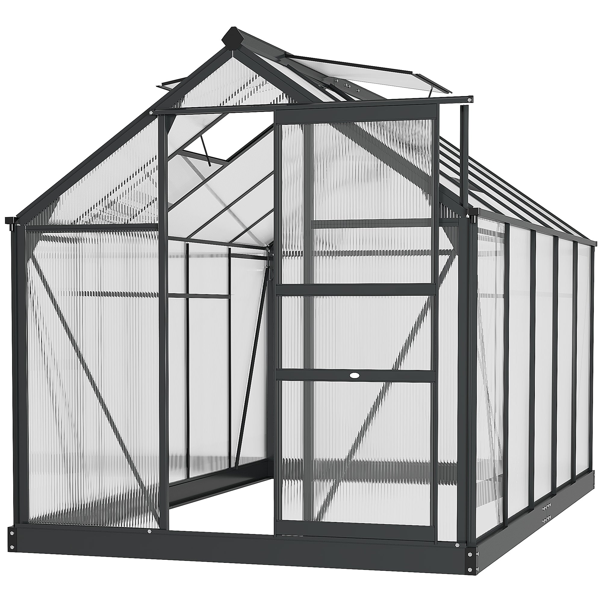 Outsunny 6x10ft Walk-In Polycarbonate Greenhouse Plant Grow Galvanized Aluminium  | TJ Hughes