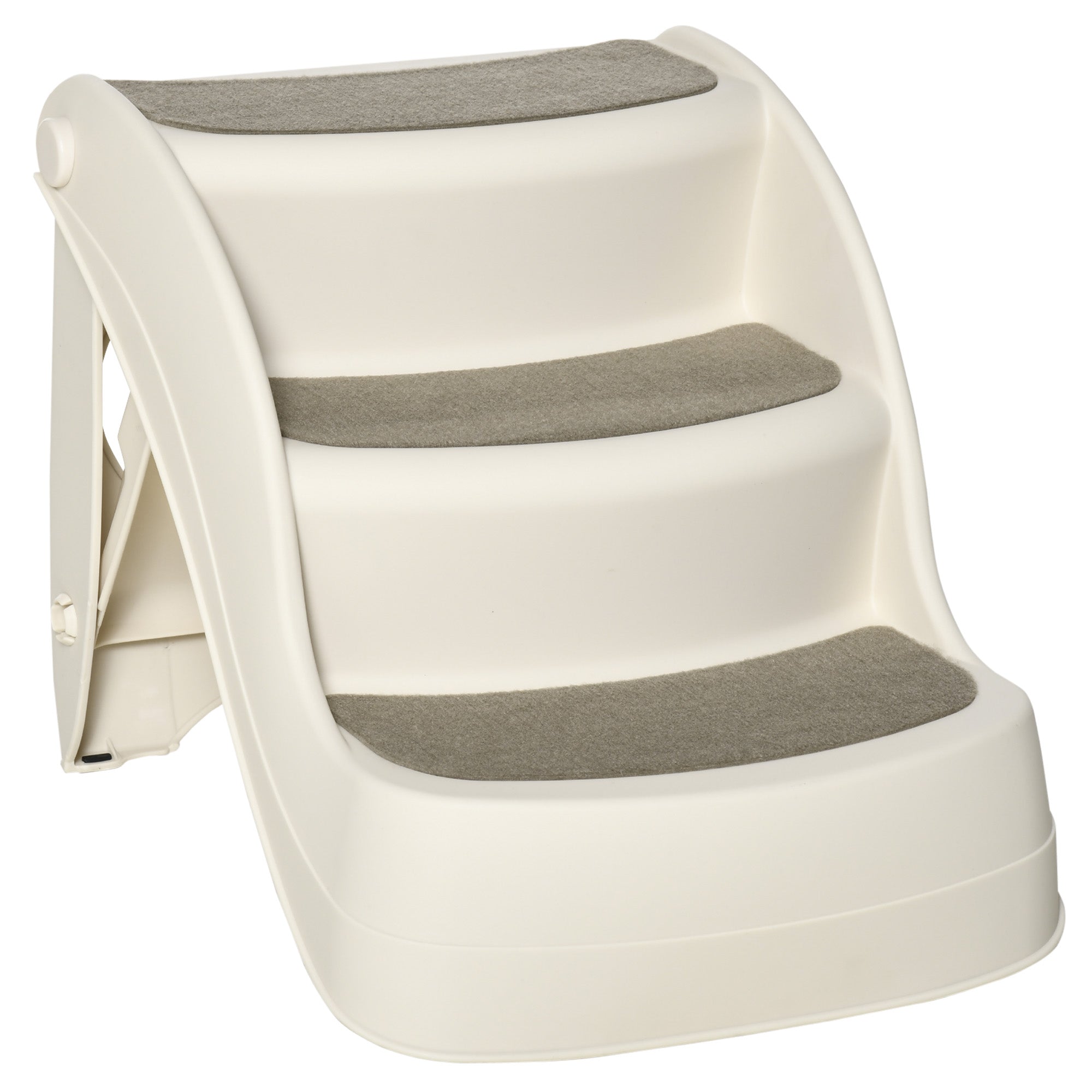 PawHut Foldable Pet Stairs 3 Steps with Non-slip Mats for Small Dogs - Cream  | TJ Hughes
