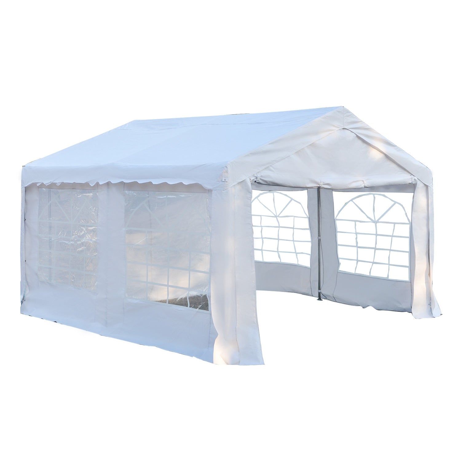 Outsunny 4m Gazebo Garden Marquee Canopy Party Carport Shelter Garage Tent White  | TJ Hughes