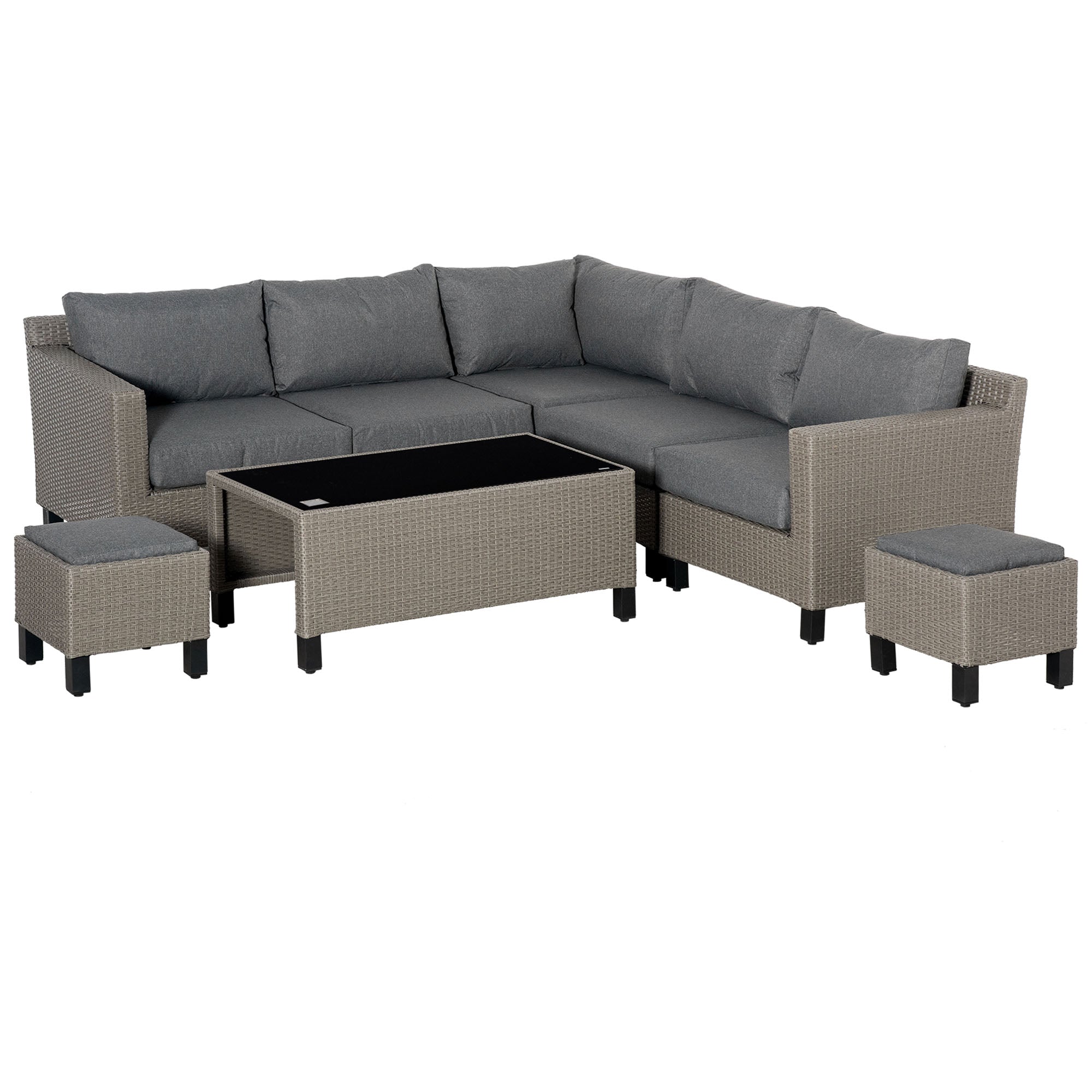 Outsunny 8 PCS Outdoor PE Rattan Wicker Conservatory Sofa Set - Patio Furniture  | TJ Hughes