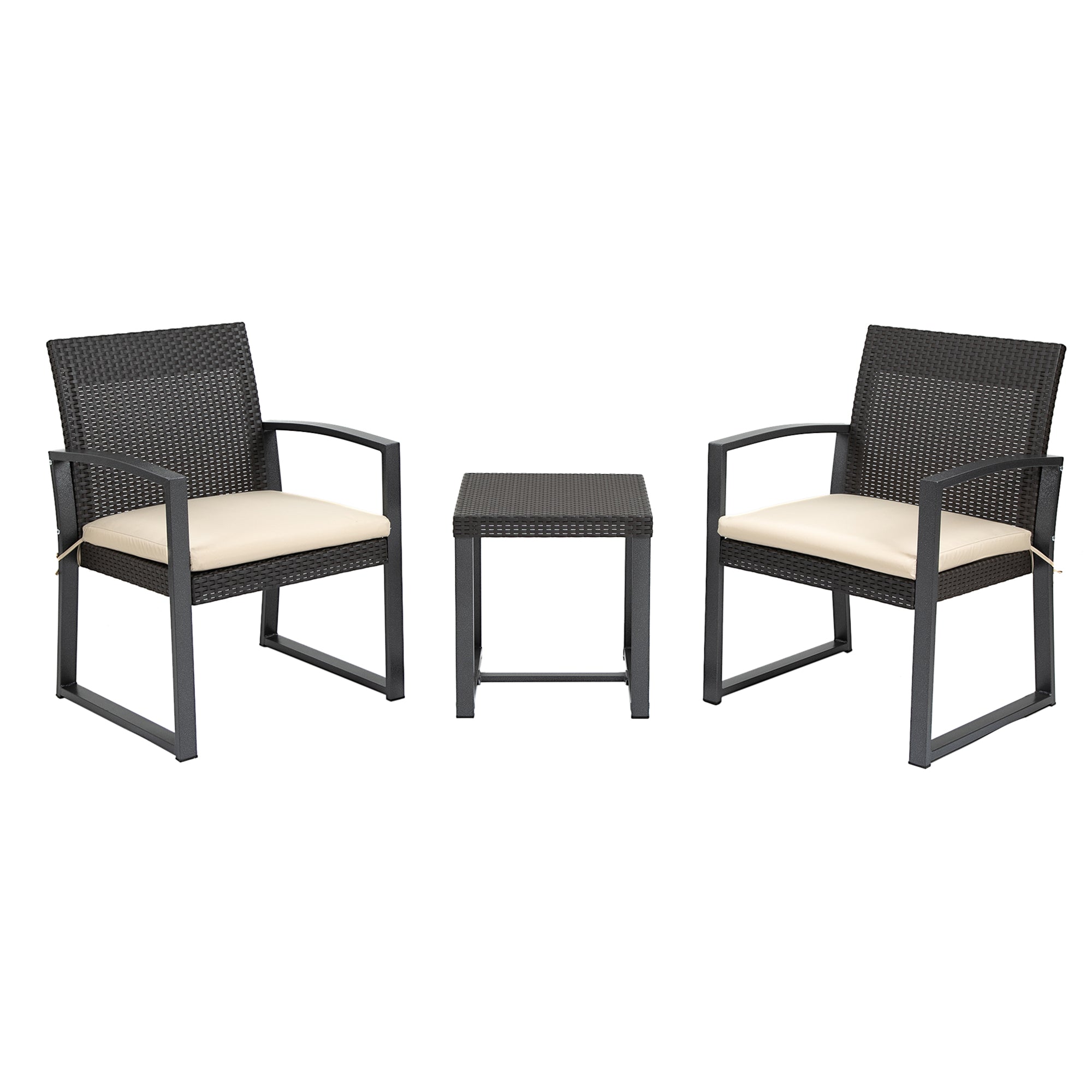 Outsunny Patio PP Rattan Style Garden Bistro Set - Armchairs & Tea Table Set  | TJ Hughes