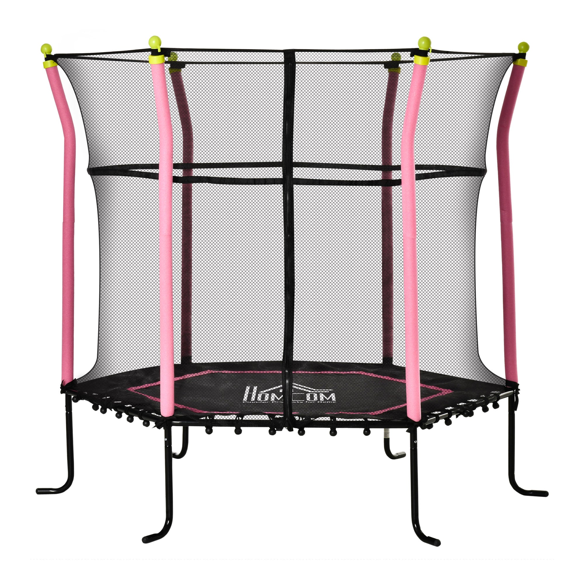HOMCOM 5.2FT Kids Trampoline With Enclosure Indoor Outdoor for 3-10 Years Pink  | TJ Hughes