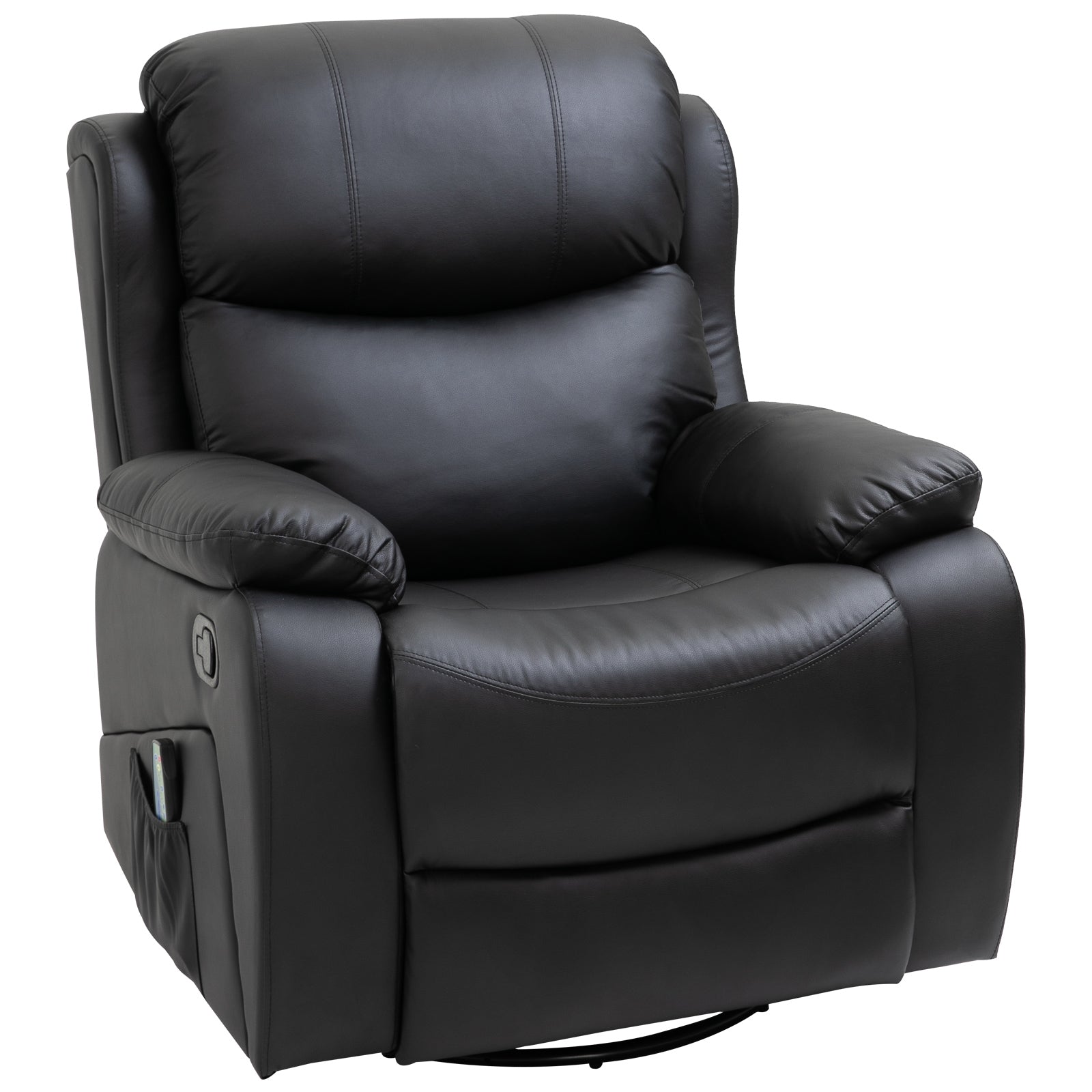 HOMCOM PU Leather Massage Recliner Chair with 8 Points and Heat - Manual Reclining Chair with Swivel Base - Footrest and Remote - Rocking Armchair - B