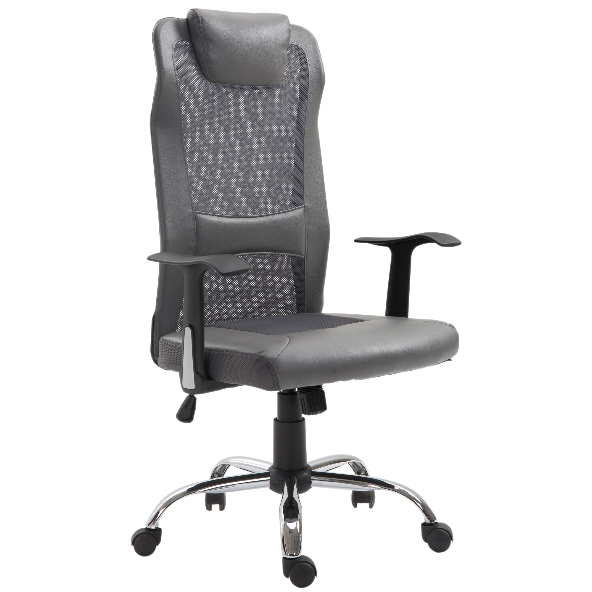 Vinsetto High Back Mesh Office Chair Swivel Chair w/ Headrest Armrests Grey  | TJ Hughes