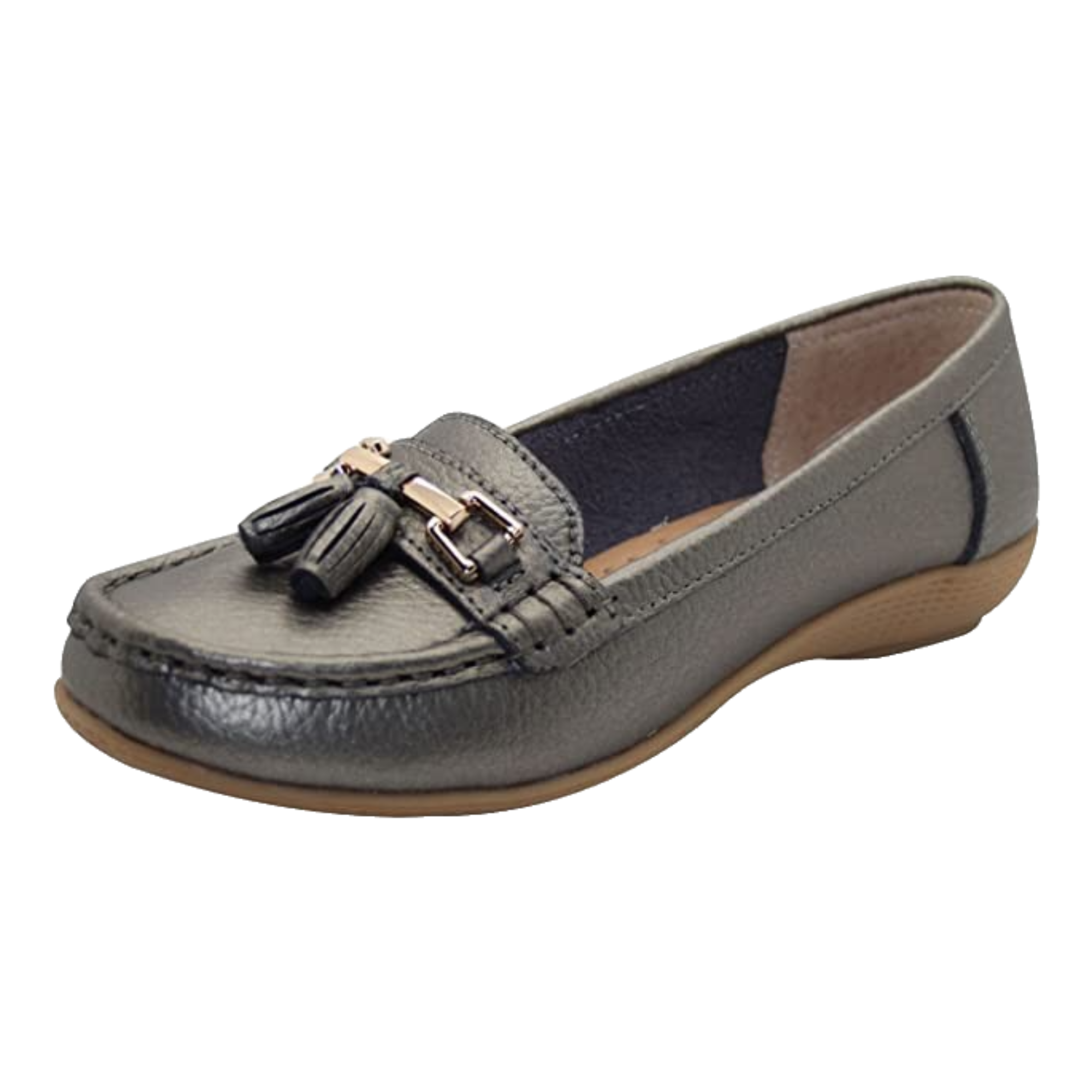 Joejoe Nautical Leather Tassel Loafer- Gunmetal - 5 - TJ Hughes