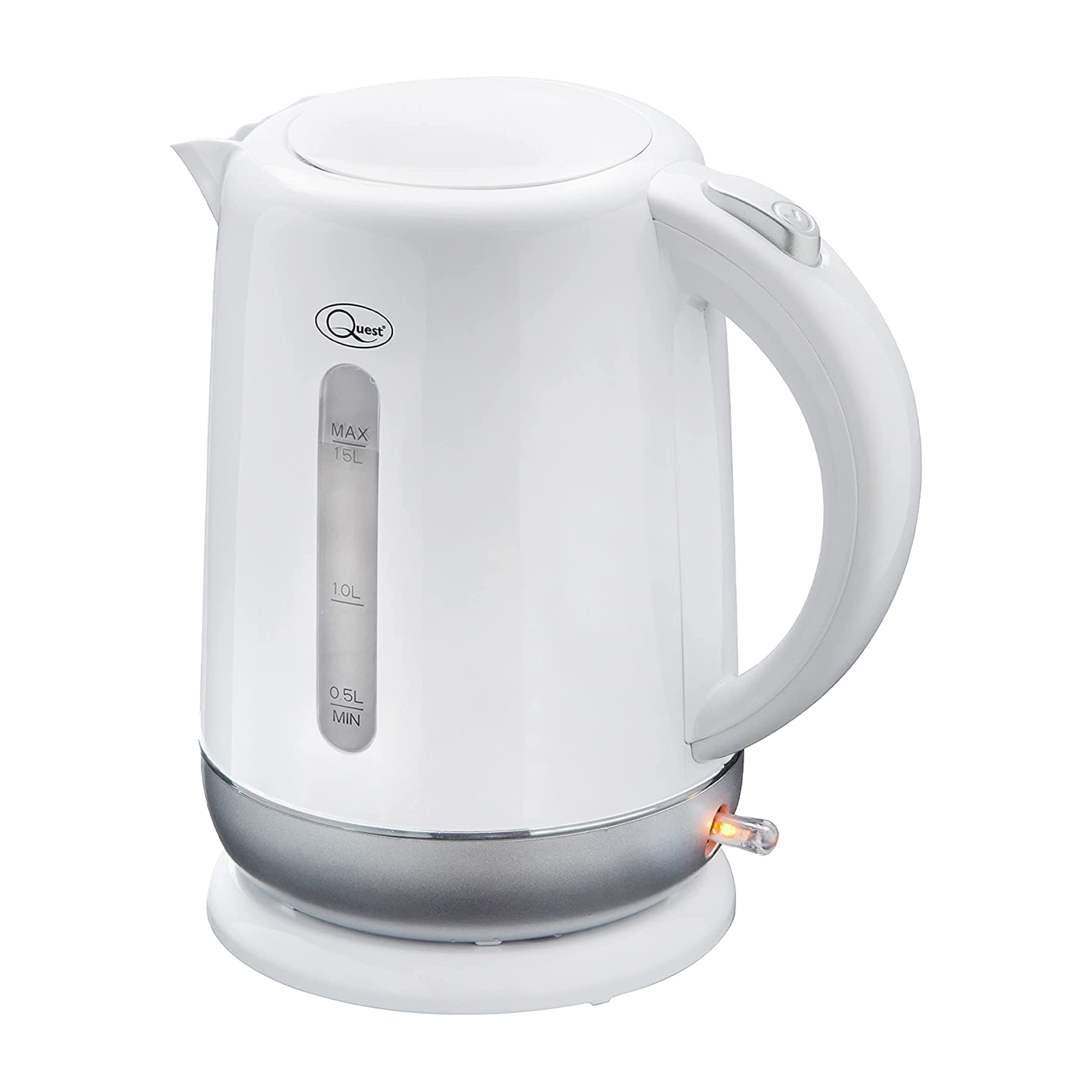 Quest Jug Kettle 1.5L Fast Boil - White & Silver