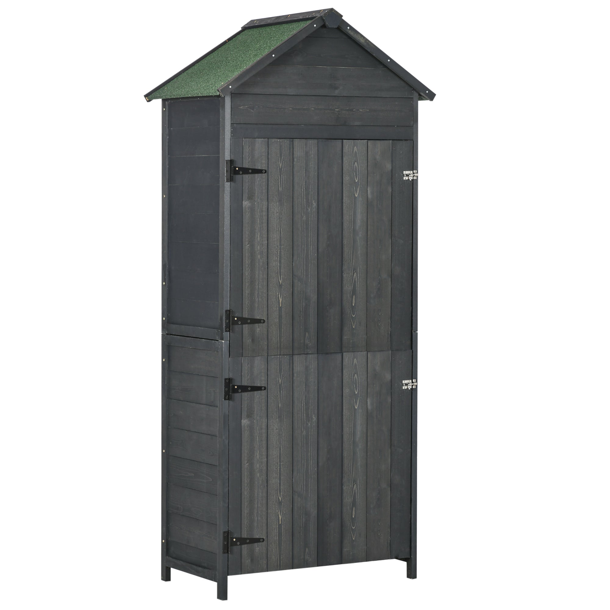 Outsunny Wooden Garden Shed Outdoor Shelves Utility Tool Storage Cabinet Grey  | TJ Hughes