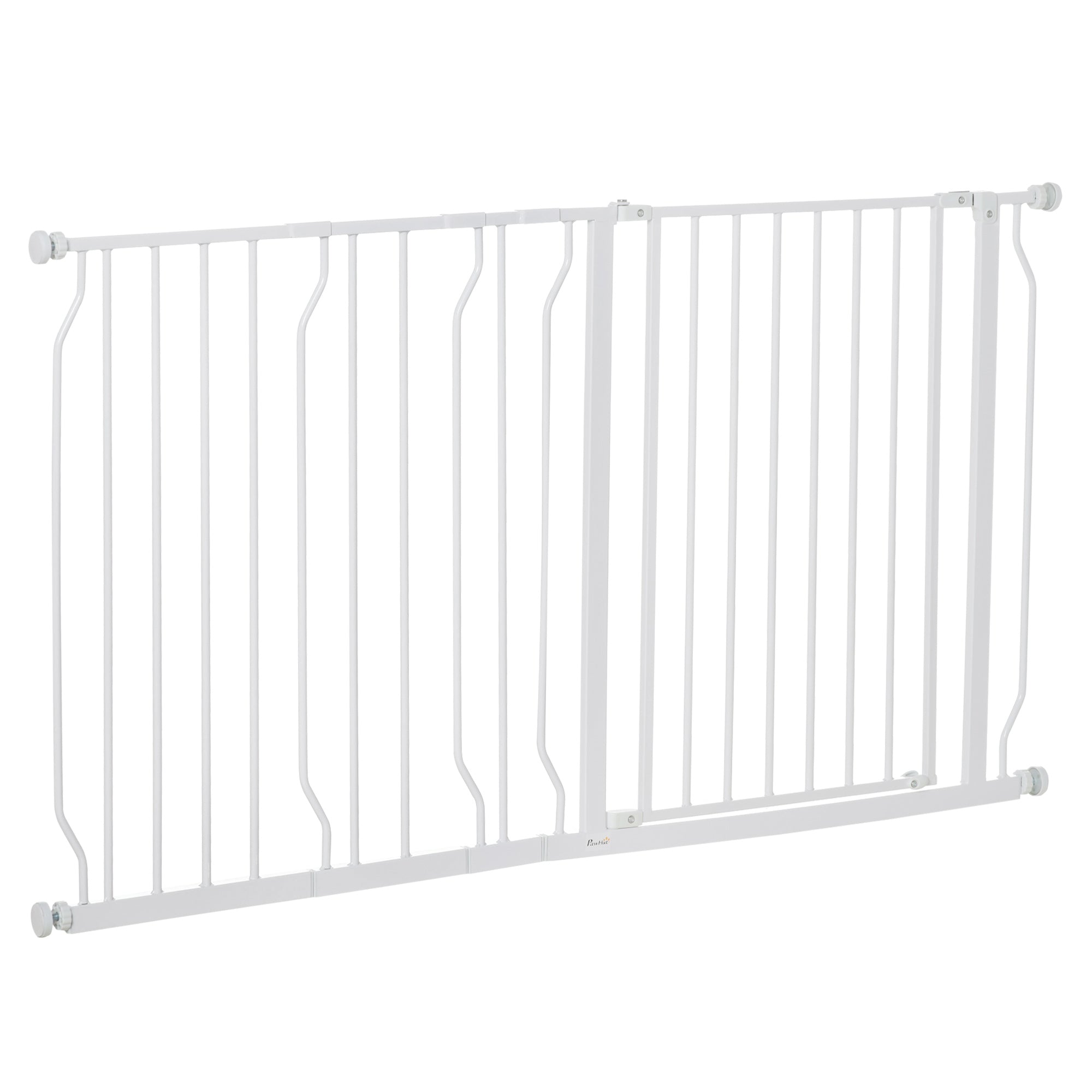 PawHut Dog Gate Wide Stair Gate w/ Door Pressure Fit - 75-145W cm - White  | TJ Hughes