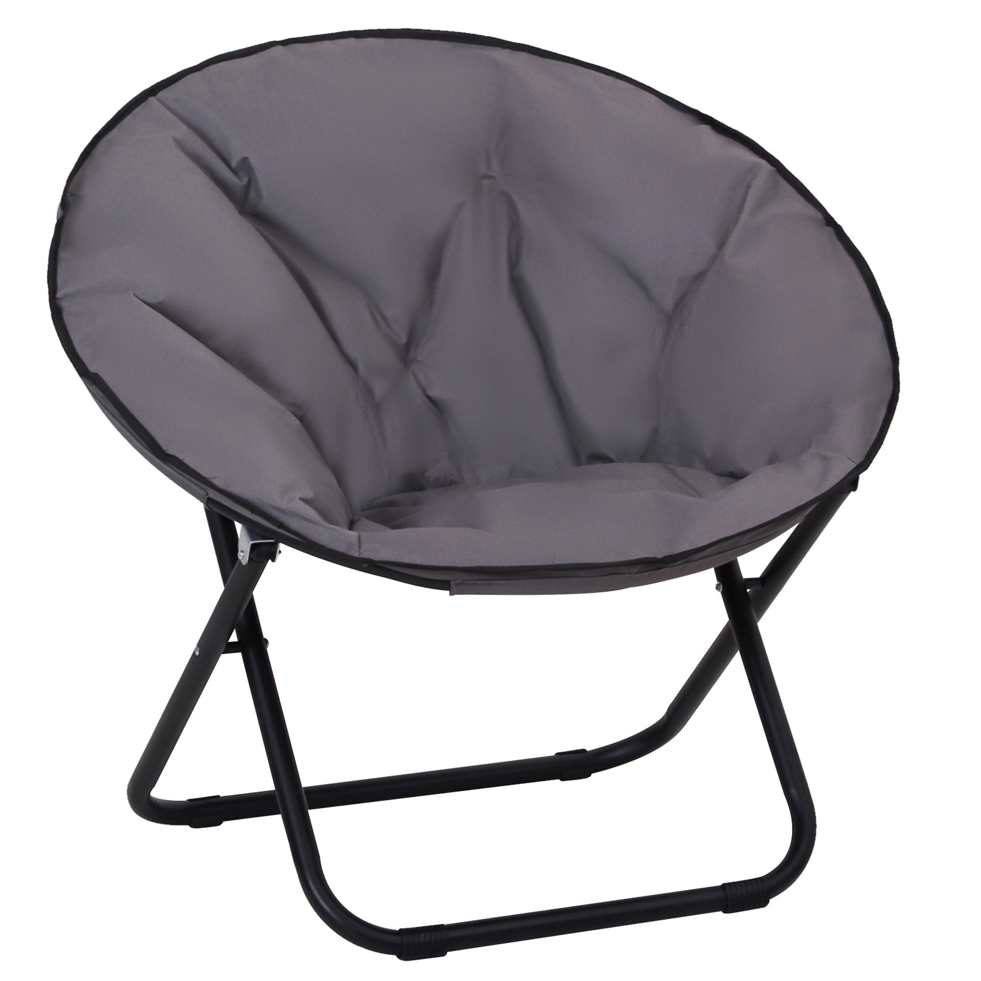 Outsunny Folding Saucer Moon Chair Oversized Padded Seat Round Oxford Grey  | TJ Hughes