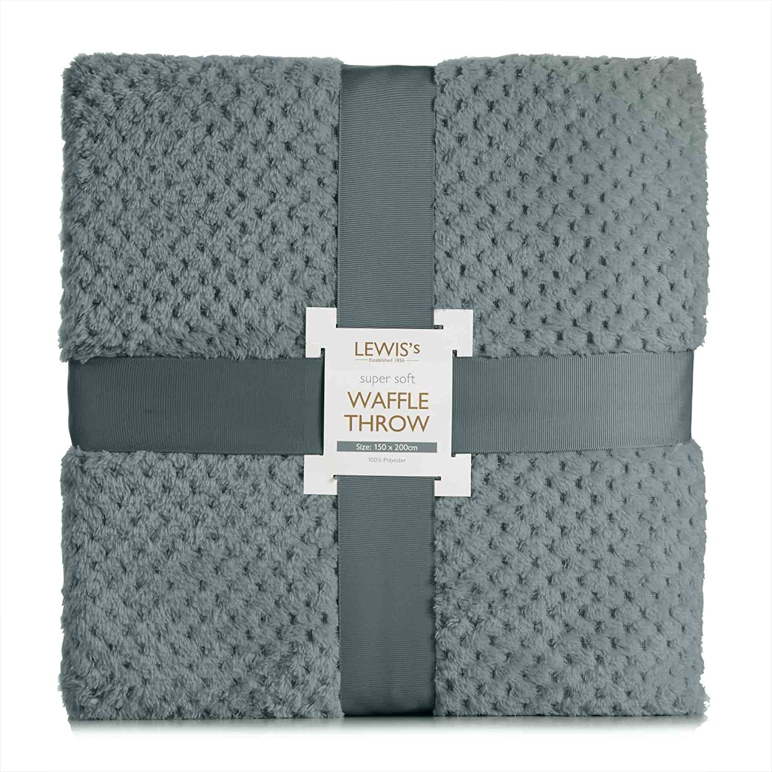 Lewis’s Super Soft Waffle Throw - Charcoal - 150cm X 200cm  | TJ Hughes