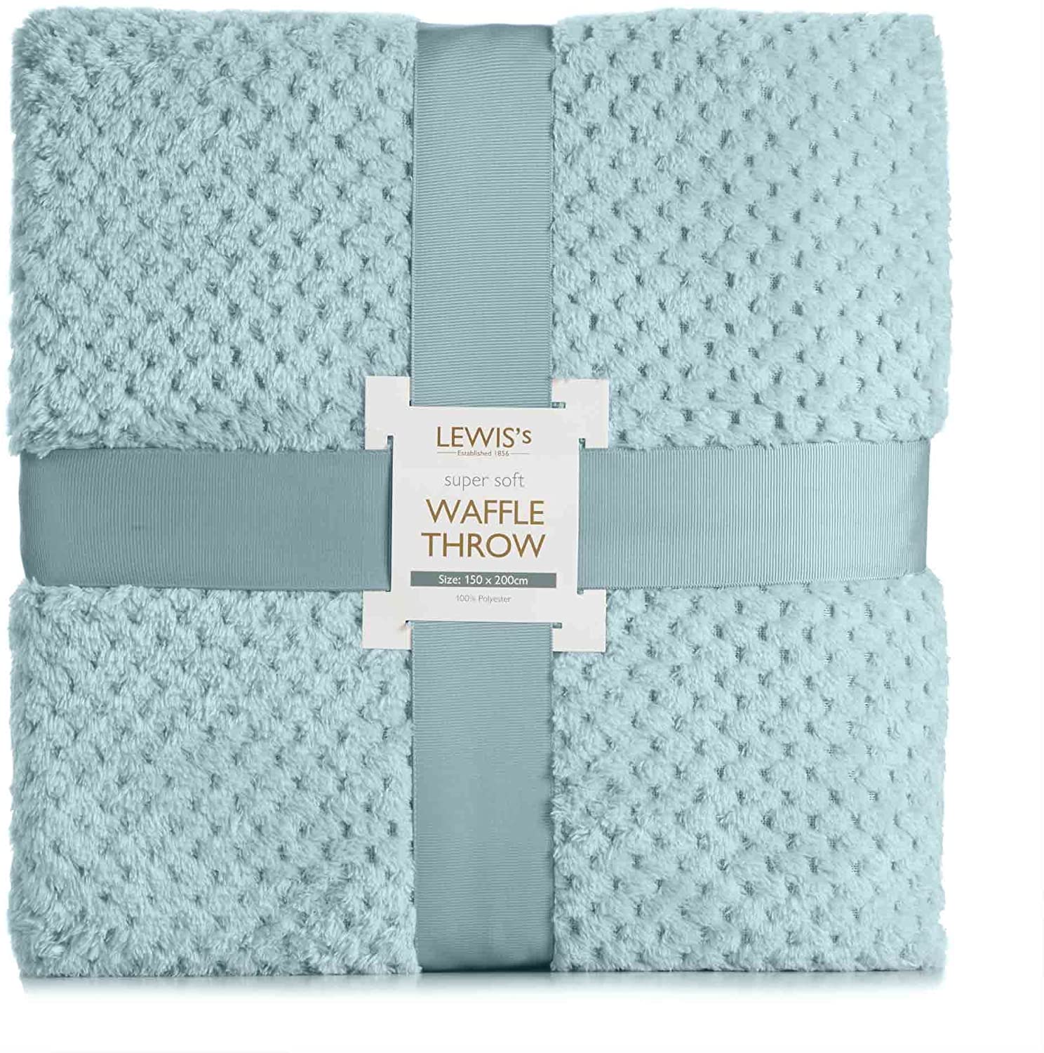 Lewis’s Super Soft Waffle Throw - Duck Egg - 125cm X 150cm  | TJ Hughes