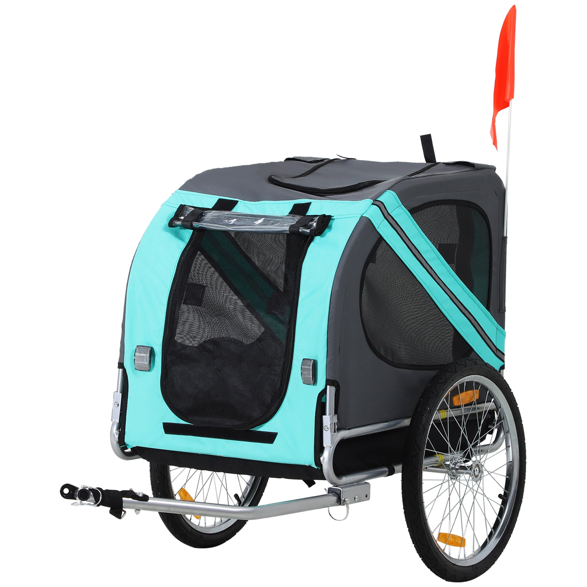 PawHut Pet Bicycle Trailer Dog Cat Bike Carrier Water Resistant Green Outdoor  | TJ Hughes