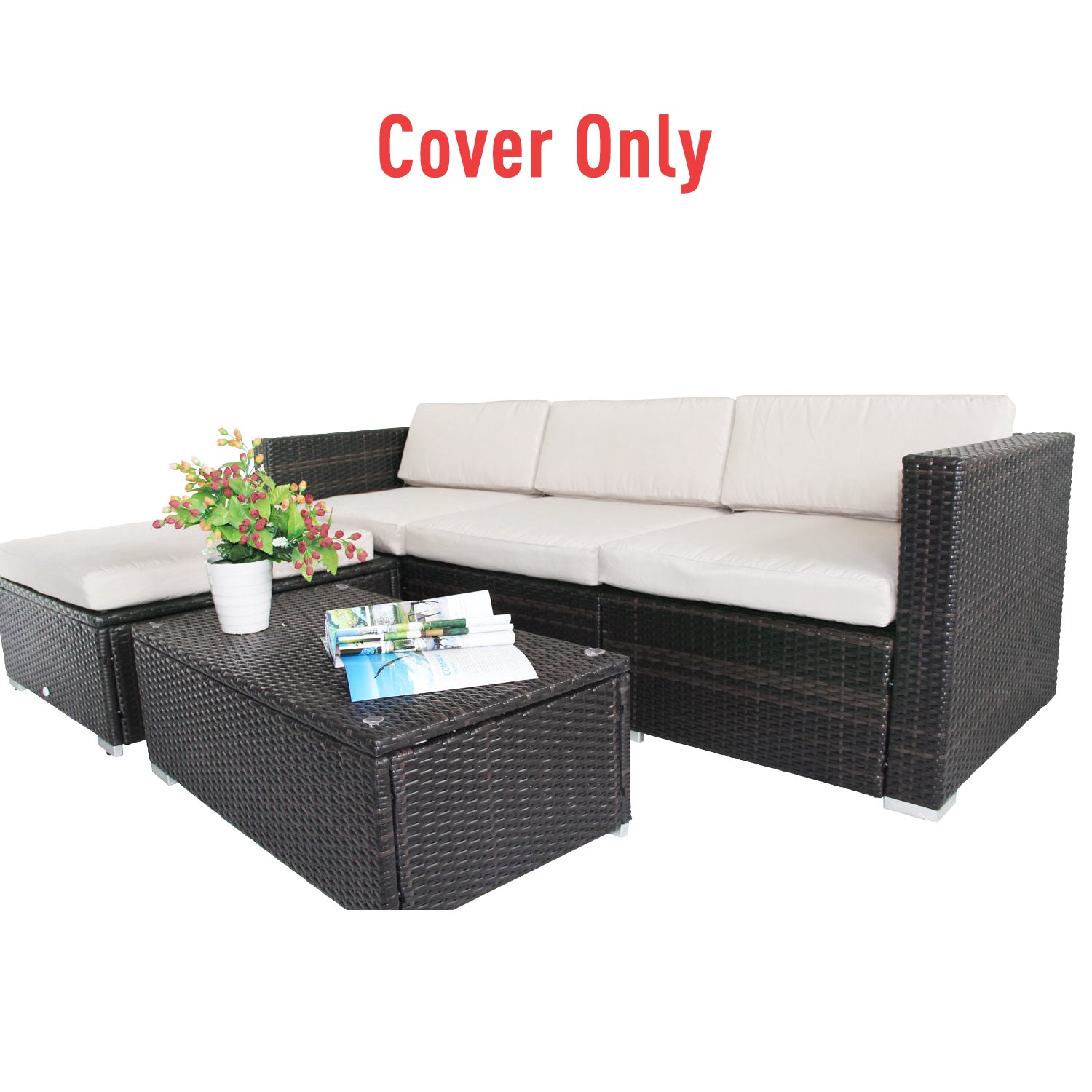 Outsunny 7pc Cream Rattan Wicker Furniture Home Sofa Cushion Cover Replacement  | TJ Hughes