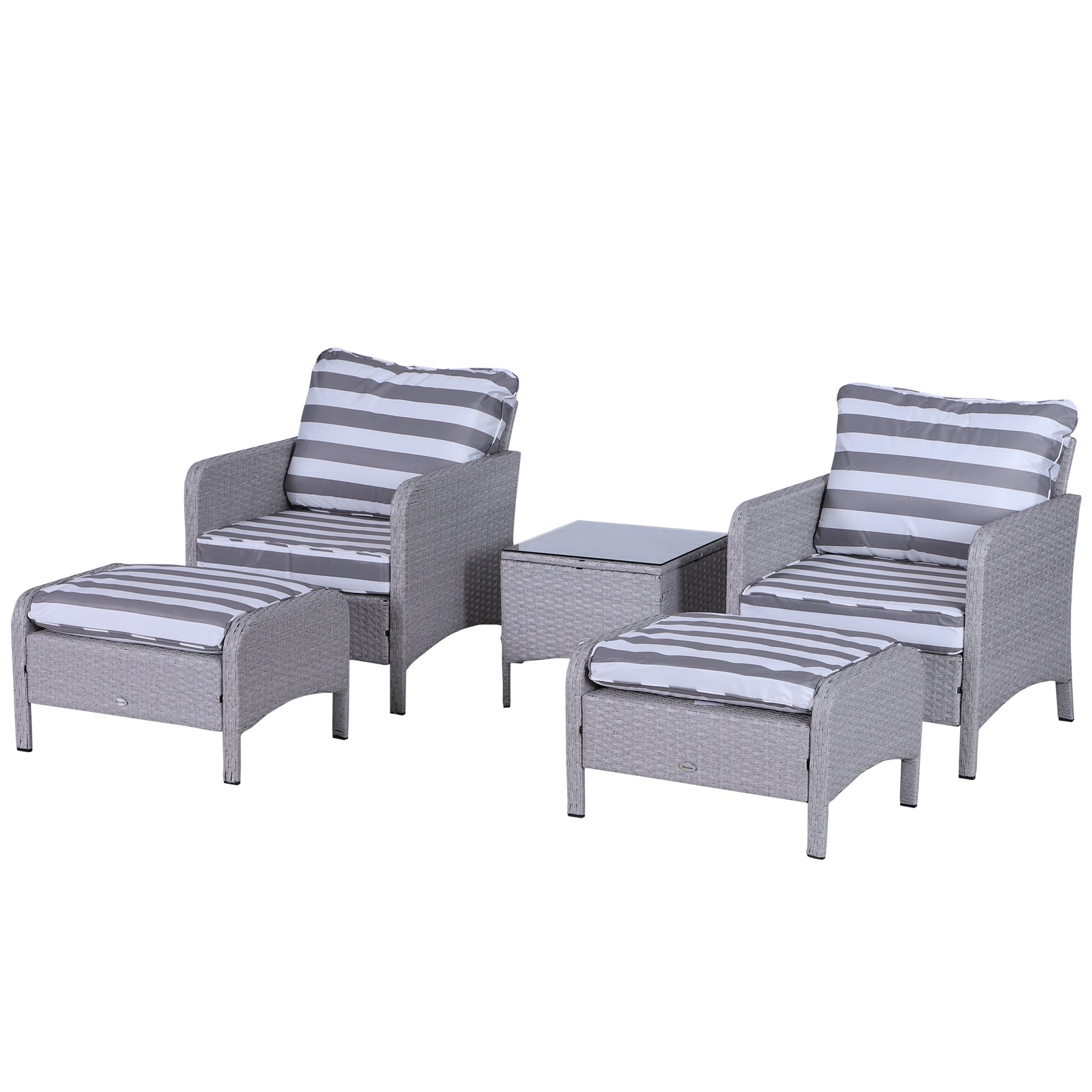 Outsunny 5 Pieces Outdoor Patio Furniture Set Wicker Conversation Set Grey  | TJ Hughes