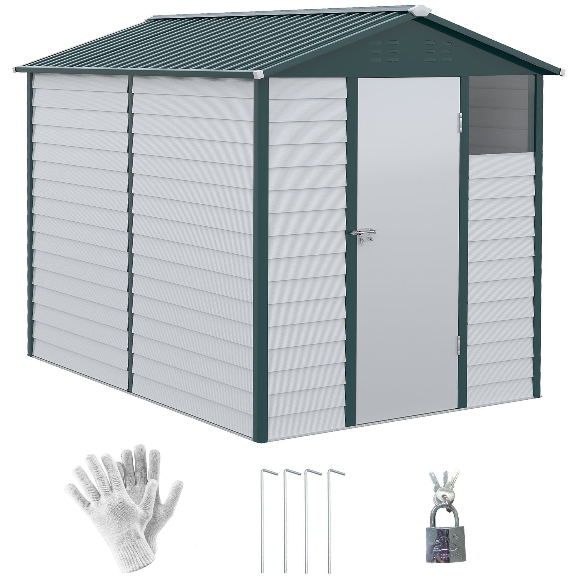 Outsunny 9’x6’ Galvanized Metal Garden Shed Tool Storage Shed for Backyard Patio  | TJ Hughes