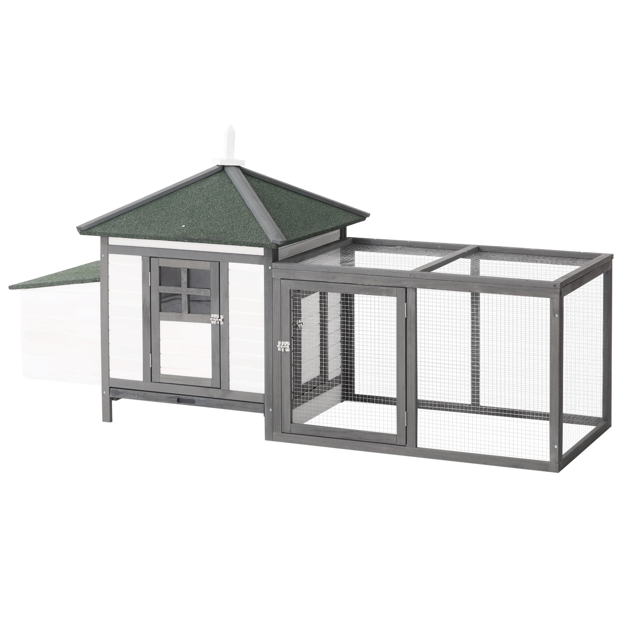 PawHut Chicken Coop Hen Poultry House w/ Nesting Box Outdoor Run Patio Wooden  | TJ Hughes