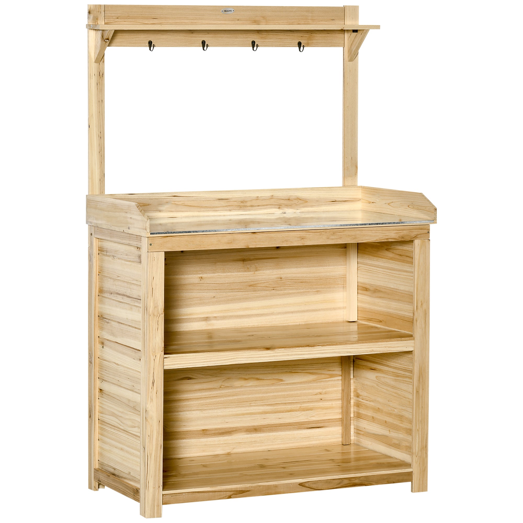 Outsunny Potting Bench Table Workstation w/ Galvanized Tabletop - Storage Shelf  | TJ Hughes