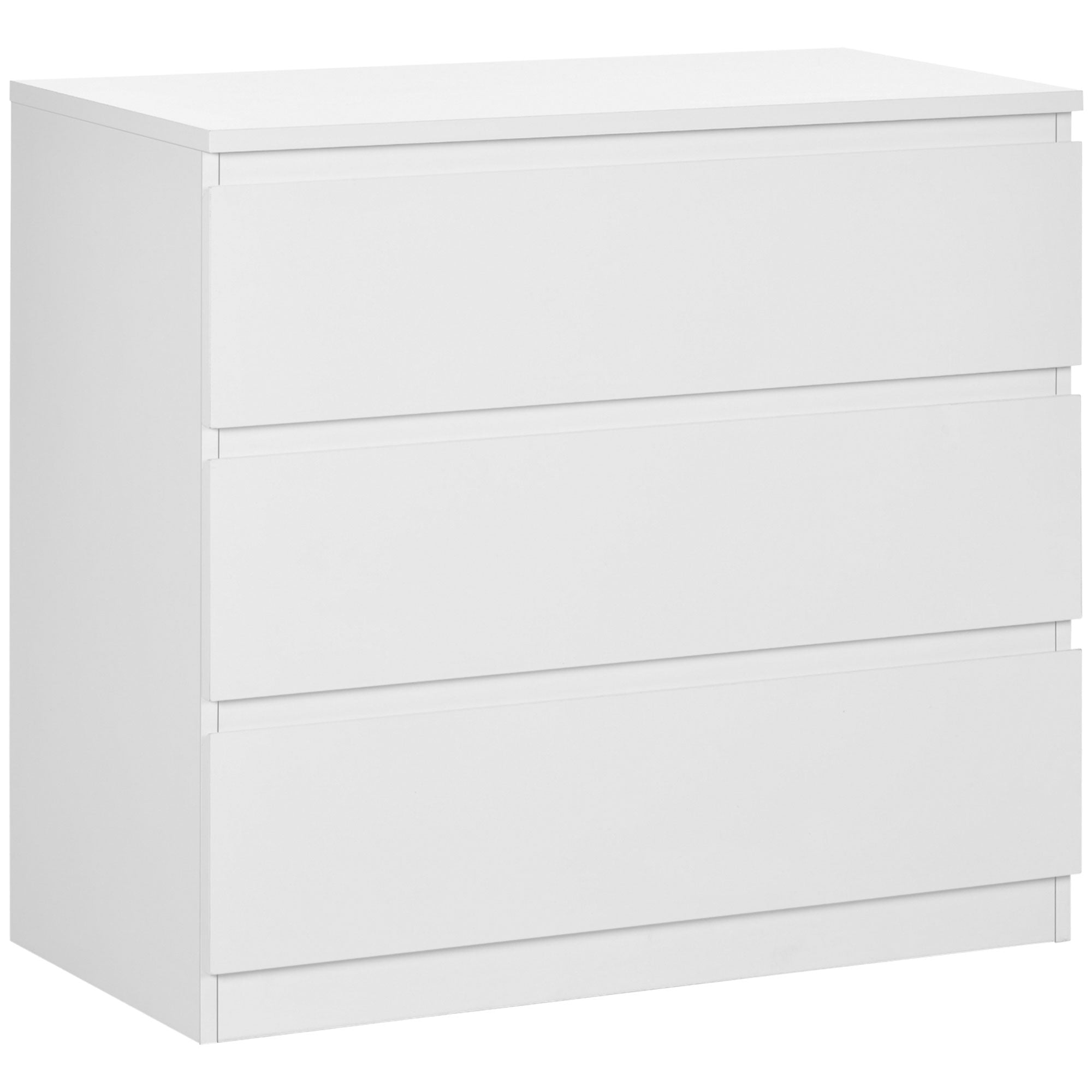 HOMCOM Chest of Drawers - 3 Drawer Storage Cabinet Unit for Bedroom - White  | TJ Hughes