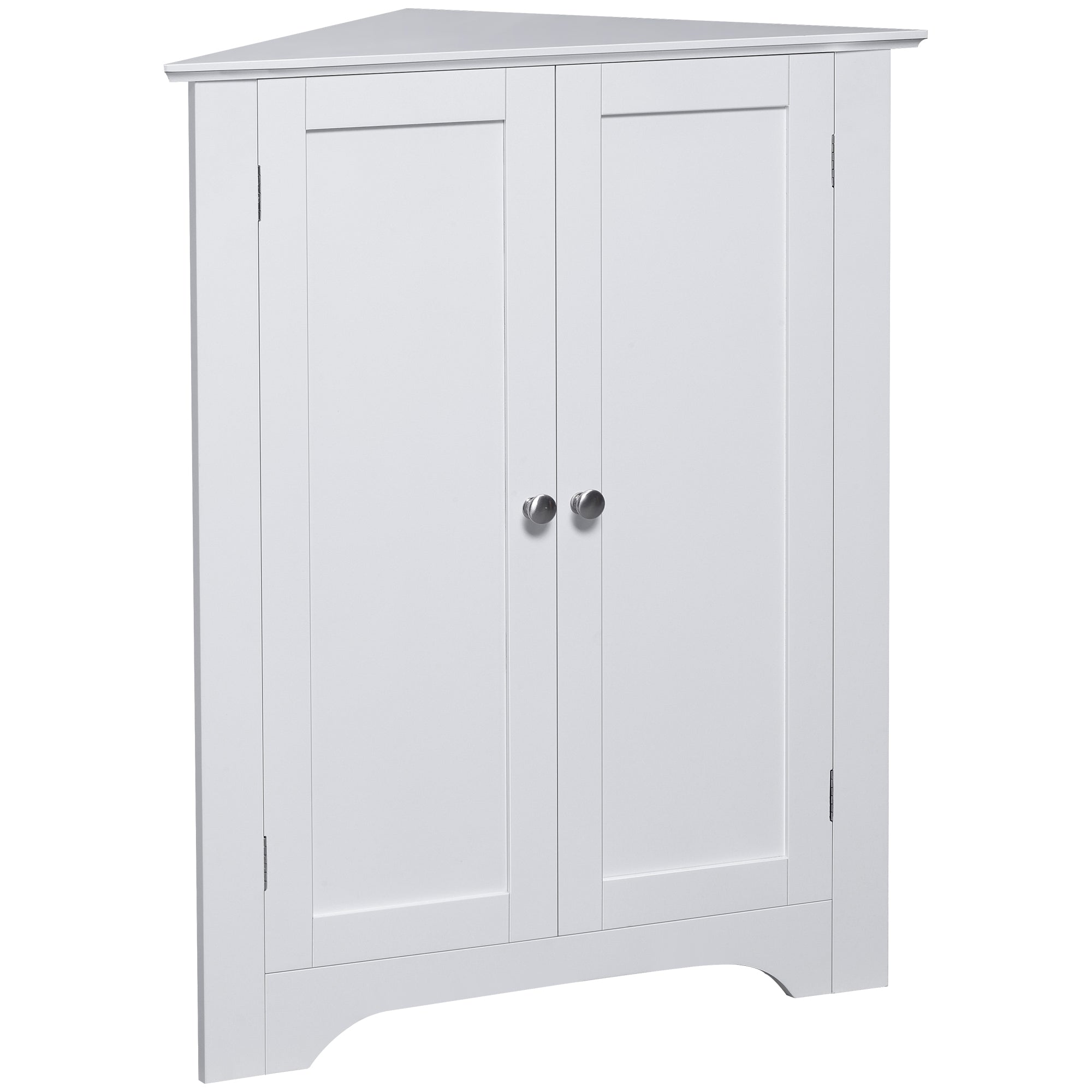 kleankin Corner Bathroom Cabinet - Recessed Doors and Adjustable Shelf - White  | TJ Hughes