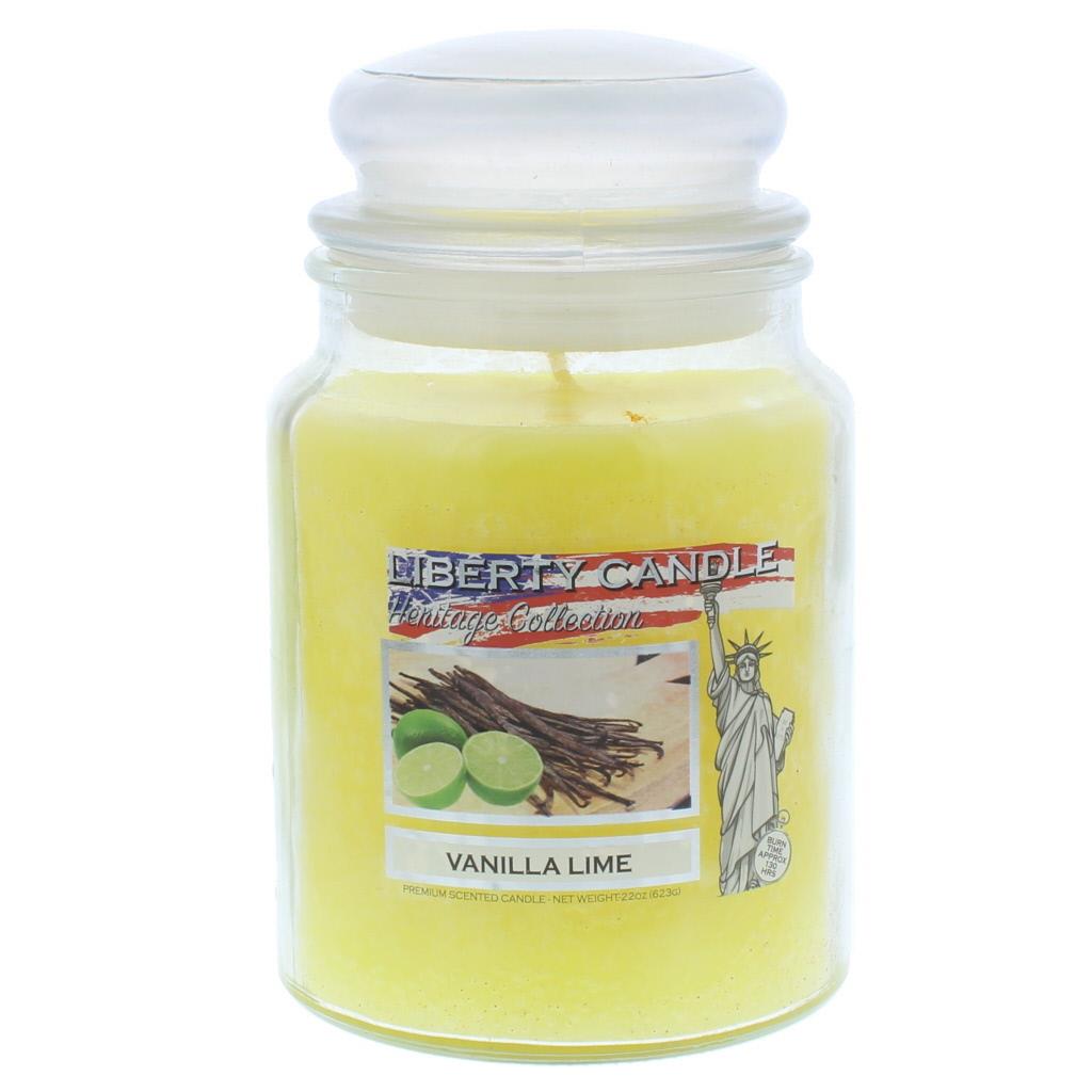 Heritage Candle 22oz Glass Jar Bubble Lid - Vanilla Lime  | TJ Hughes