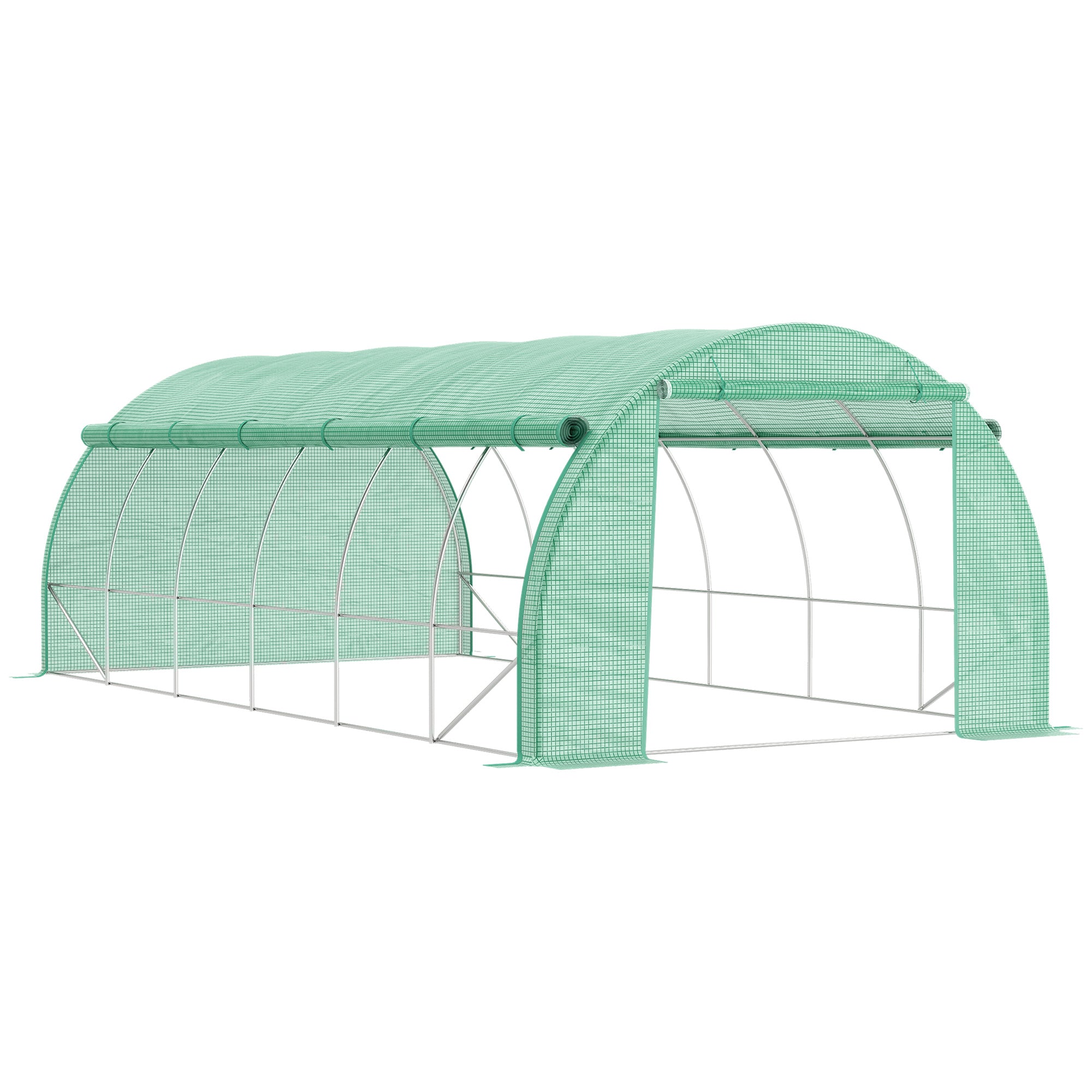Outsunny 6 x 3 x 2 m Polytunnel Greenhouse Pollytunnel Tent Steel Frame Green  | TJ Hughes