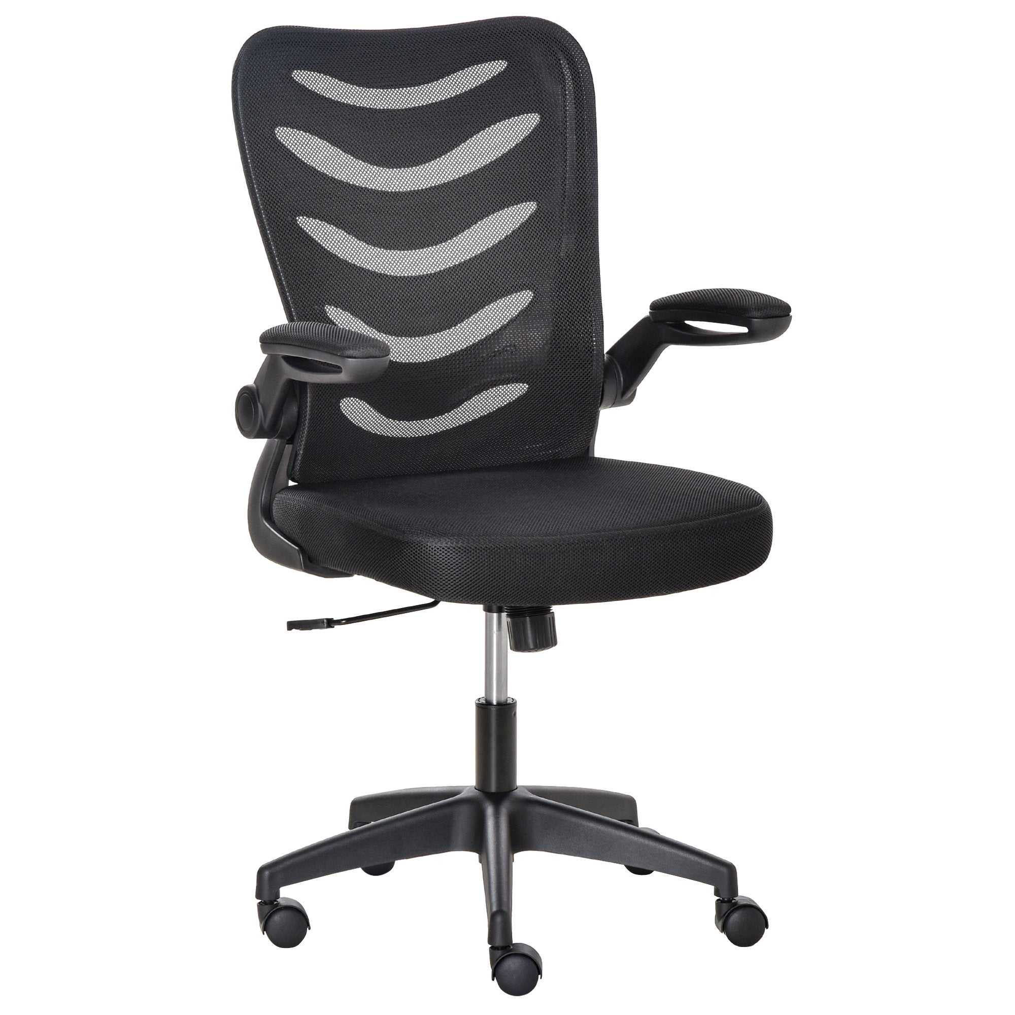 Vinsetto Mesh Office Chair for Home Swivel Task Desk Chair with Lumbar Back Support Flip-Up Arm Adjustable Height Black Computer w/ - TJ Hughes