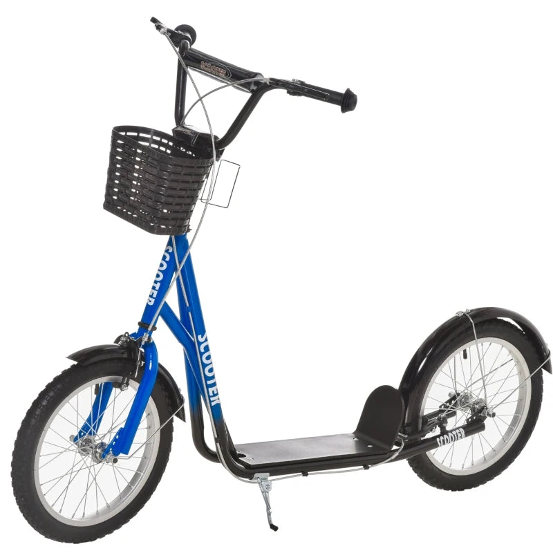 HOMCOM Childrens Scooter with Backet & Brakes - Blue  | TJ Hughes