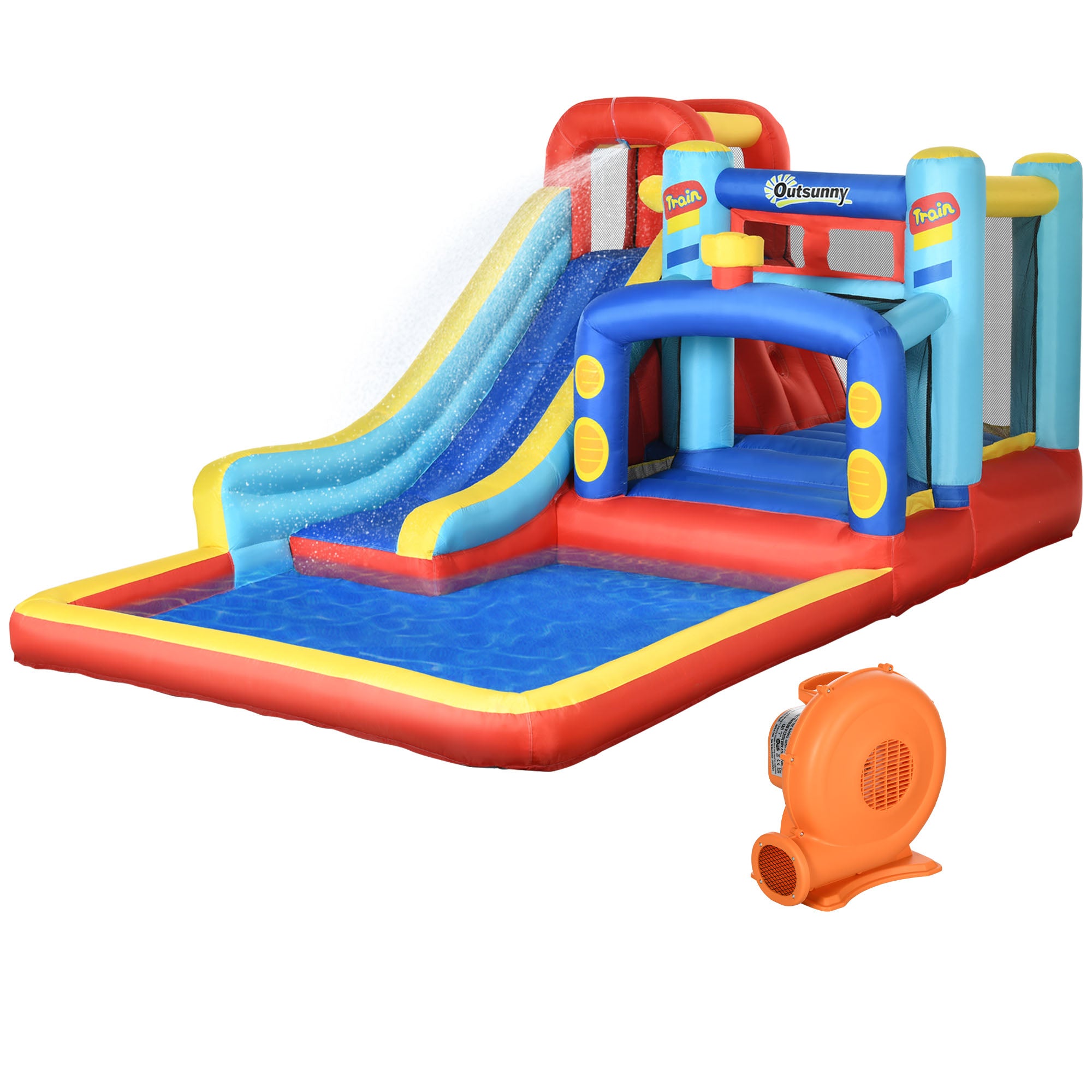 Outsunny 4 in 1 Kids Bouncy Castle W/ Slide Pool Trampoline Climbing Wall Blower  | TJ Hughes