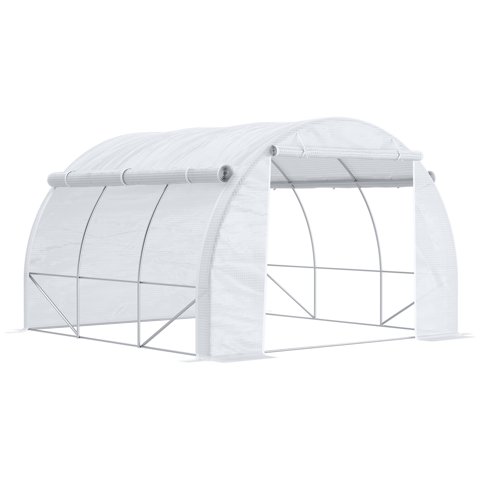 Outsunny 3 x 3 x 2 m Polytunnel Greenhouse Pollytunnel Tent w/ Steel Frame White  | TJ Hughes