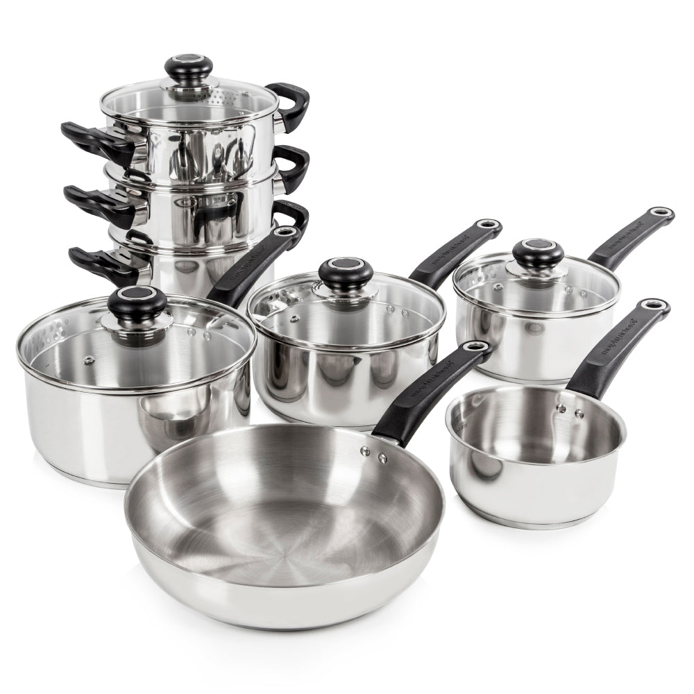 Morphy Richards Equip 8 Piece Stainless Steel Pan Set - Silver