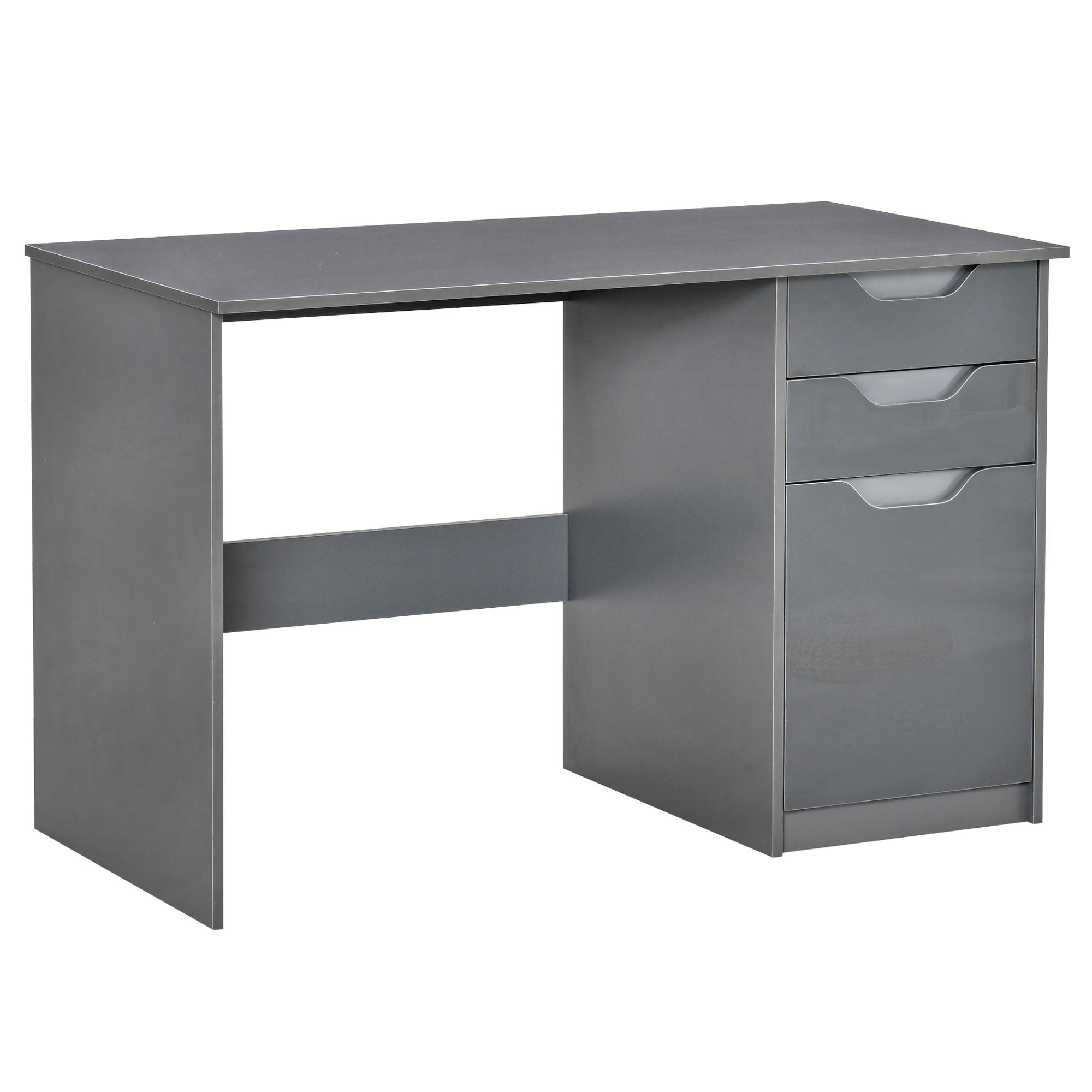 Computer Desk with Drawers Modern Writing Workstation with Storage Cabinet PC Study Table for Home Office Study - Grey - TJ Hughes