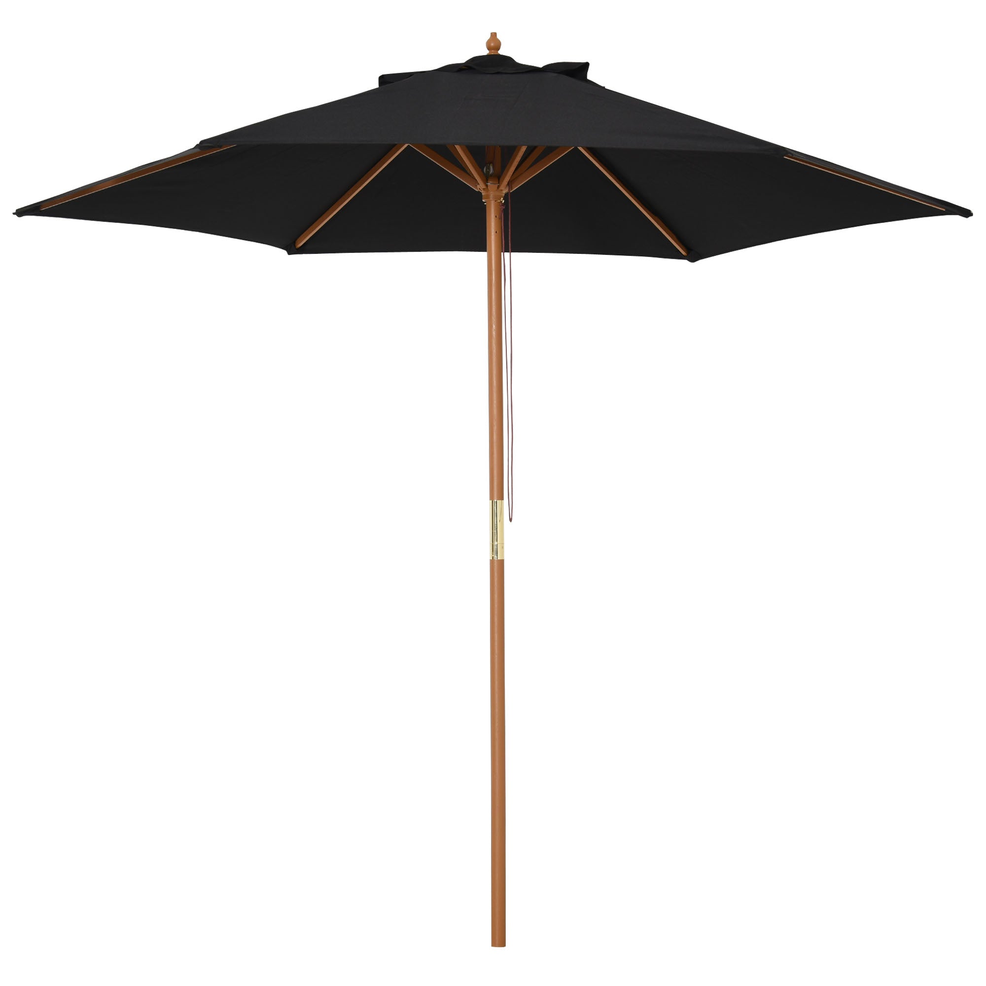 Outsunny 2.5m Wood Garden Parasol Sun Shade Patio Outdoor Wooden Umbrella Canopy  | TJ Hughes