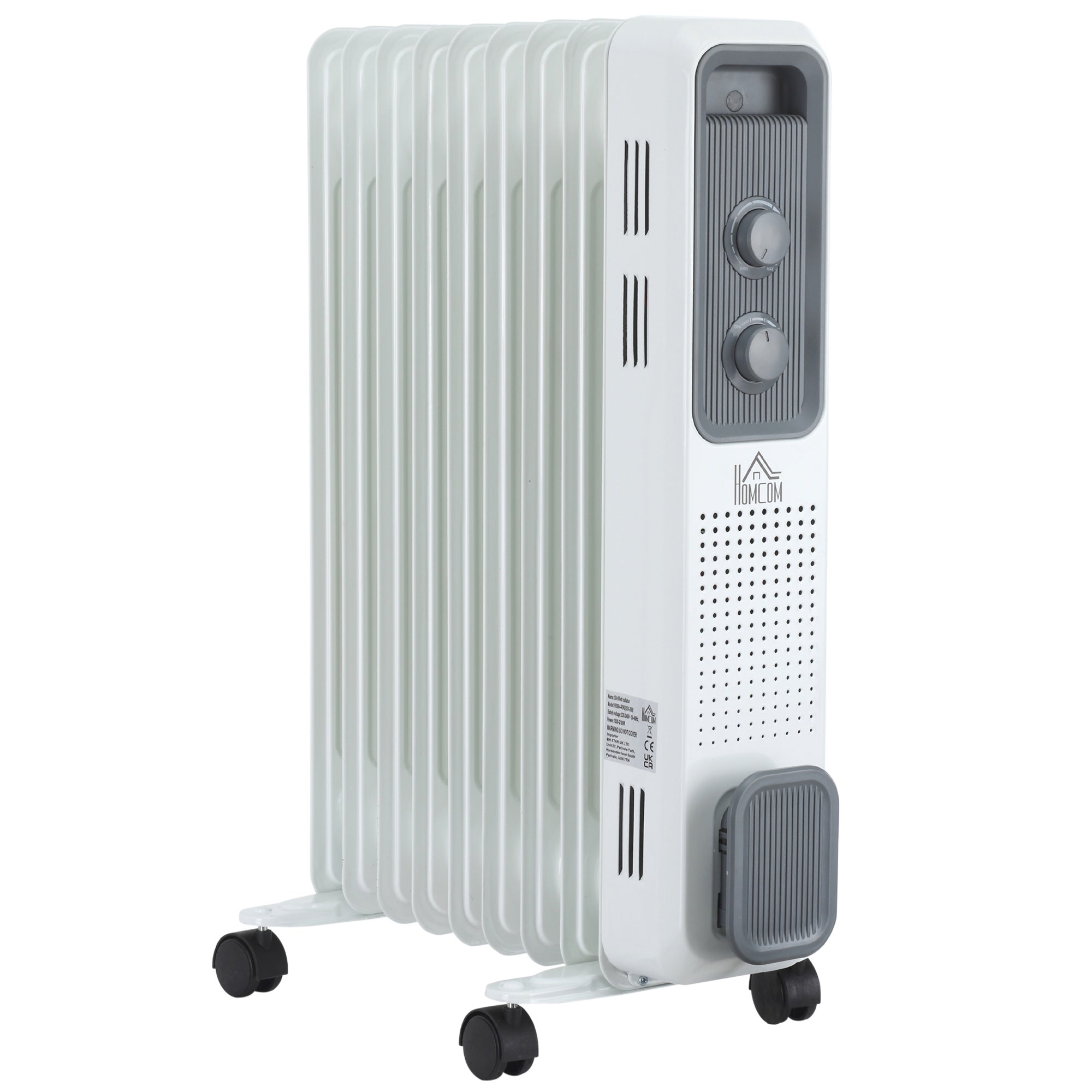 HOMCOM 2180W Oil Filled Radiator - 9 Fins - Portable Heater w/ Timer - Thermostat Control  | TJ Hughes