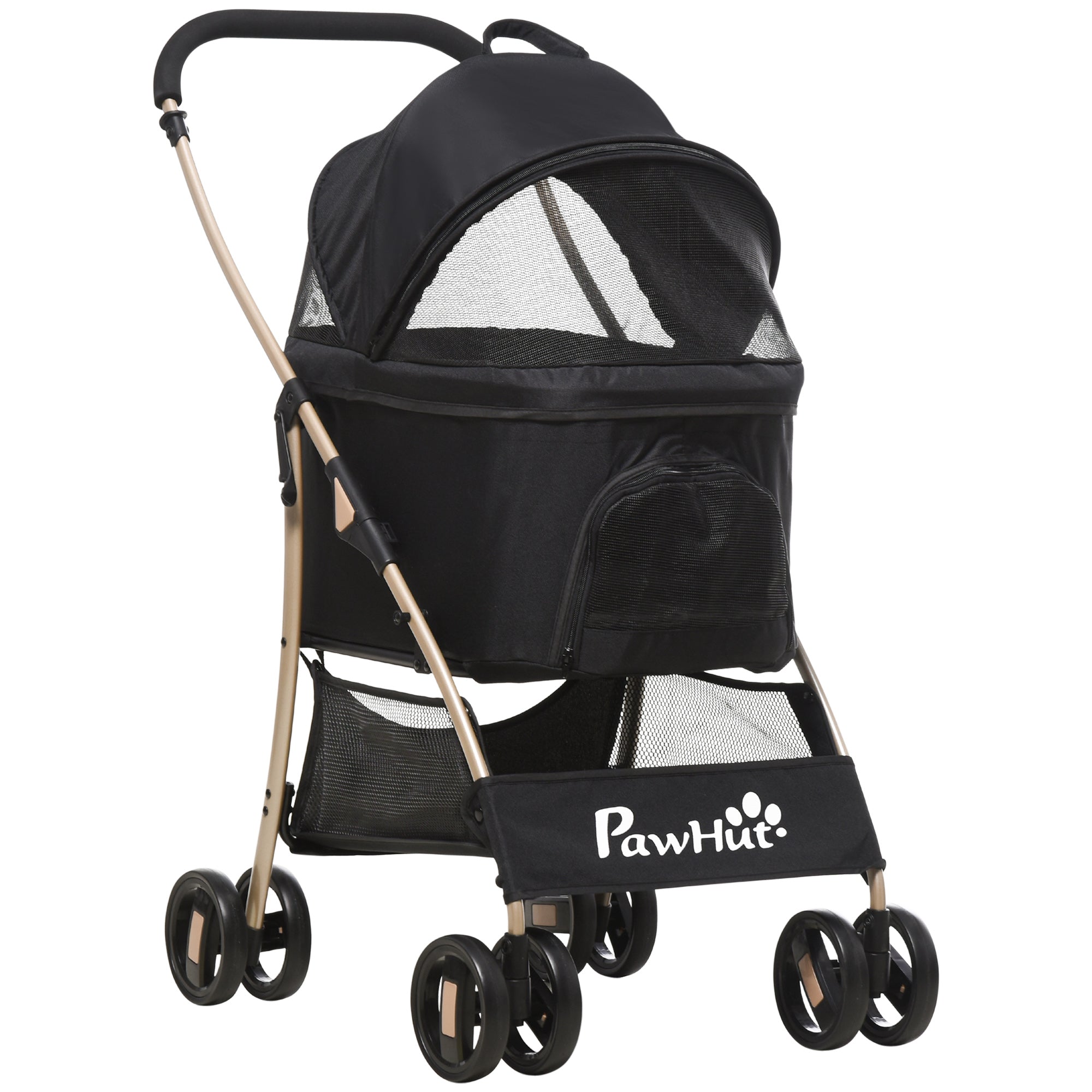 PawHut 3 In 1 Pet Stroller - Detachable Dog Cat Travel Carriage - Black  | TJ Hughes