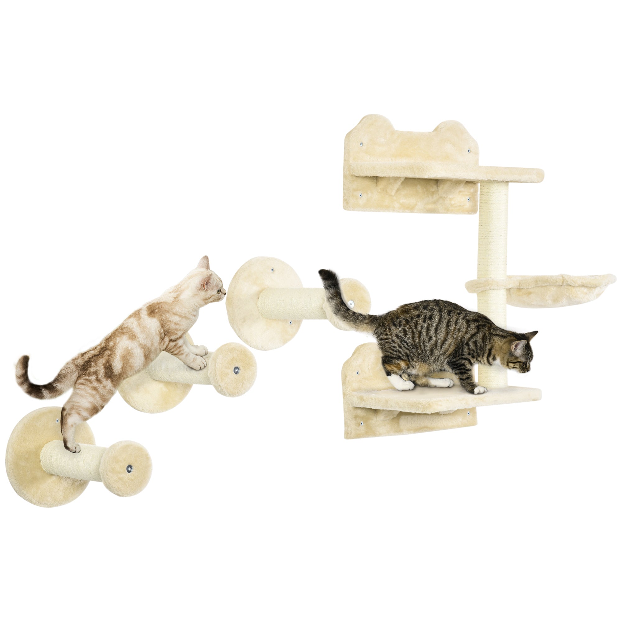 PawHut 4 Piece Cat Shelf - Cat Wall Furniture w/ Hammock - Steps - Platforms - Grey  | TJ Hughes