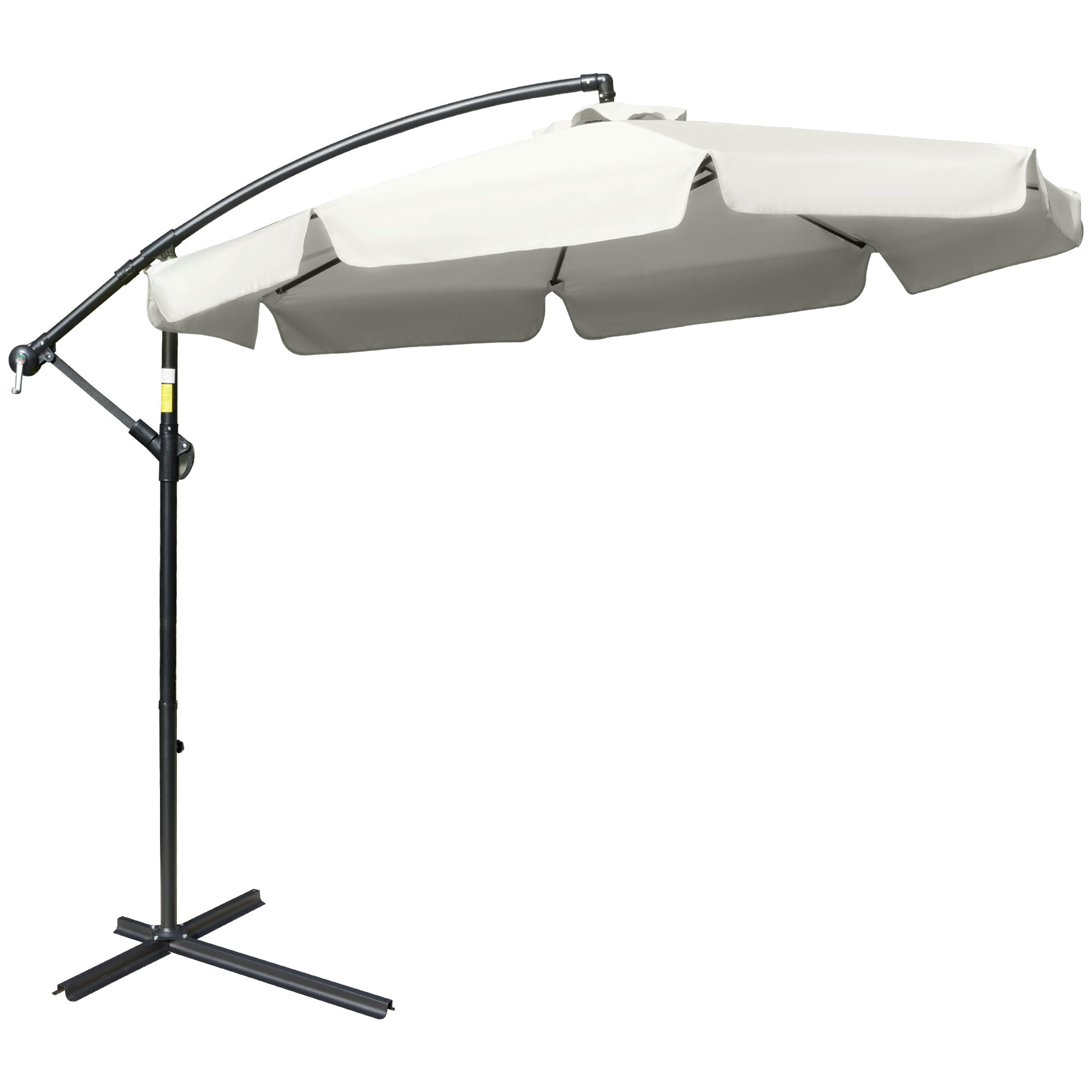 Outsunny 2.7m Garden Cantilever Banana Parasol Sun Shade w/ Crank - Cream White  | TJ Hughes