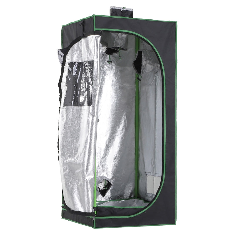 Outsunny Hydroponic Plant Grow Tent W/ Window Tool Bag 60L x 60W x 140Hcm Black - Oasis Outdoor  | TJ Hughes