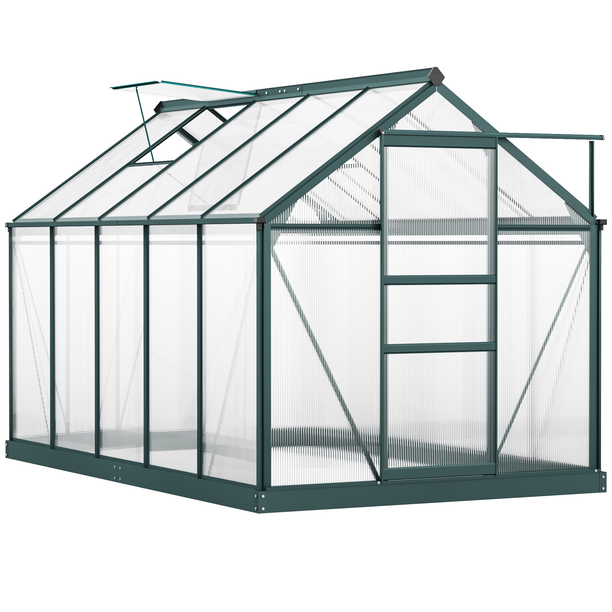 Outsunny 6x10ft Walk-In Polycarbonate Greenhouse Plant Grow Galvanized Aluminium  | TJ Hughes