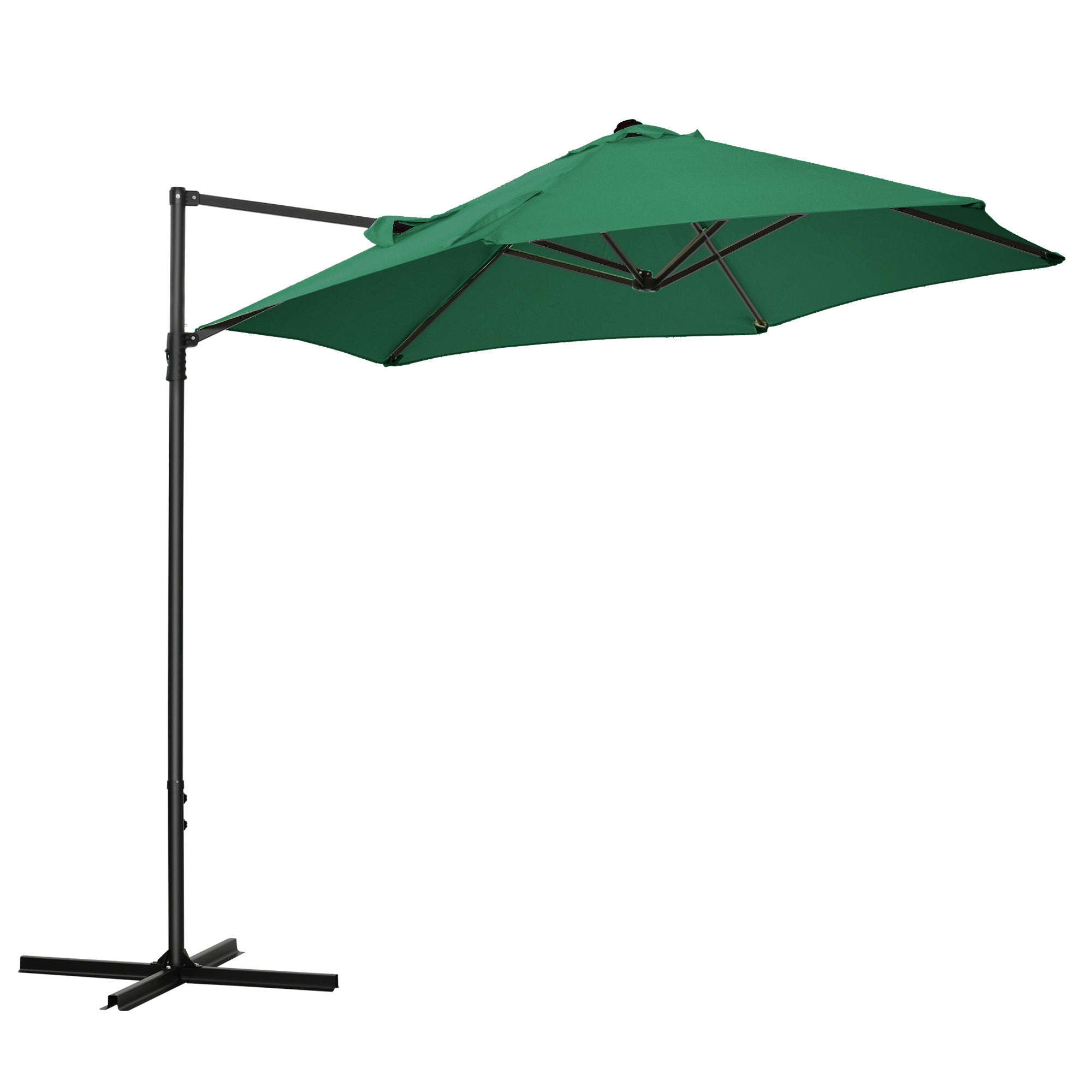 Outsunny 2.5M Offset Roma Patio Umbrella W/ 360deg Rotation and Base - Green  | TJ Hughes