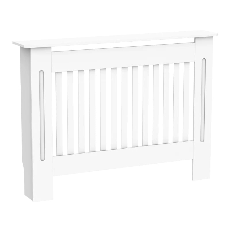 HOMCOM 112x81x19 cm MDF Radiator Cover Painted Slatted Cabinet Lined Grill-White  | TJ Hughes White