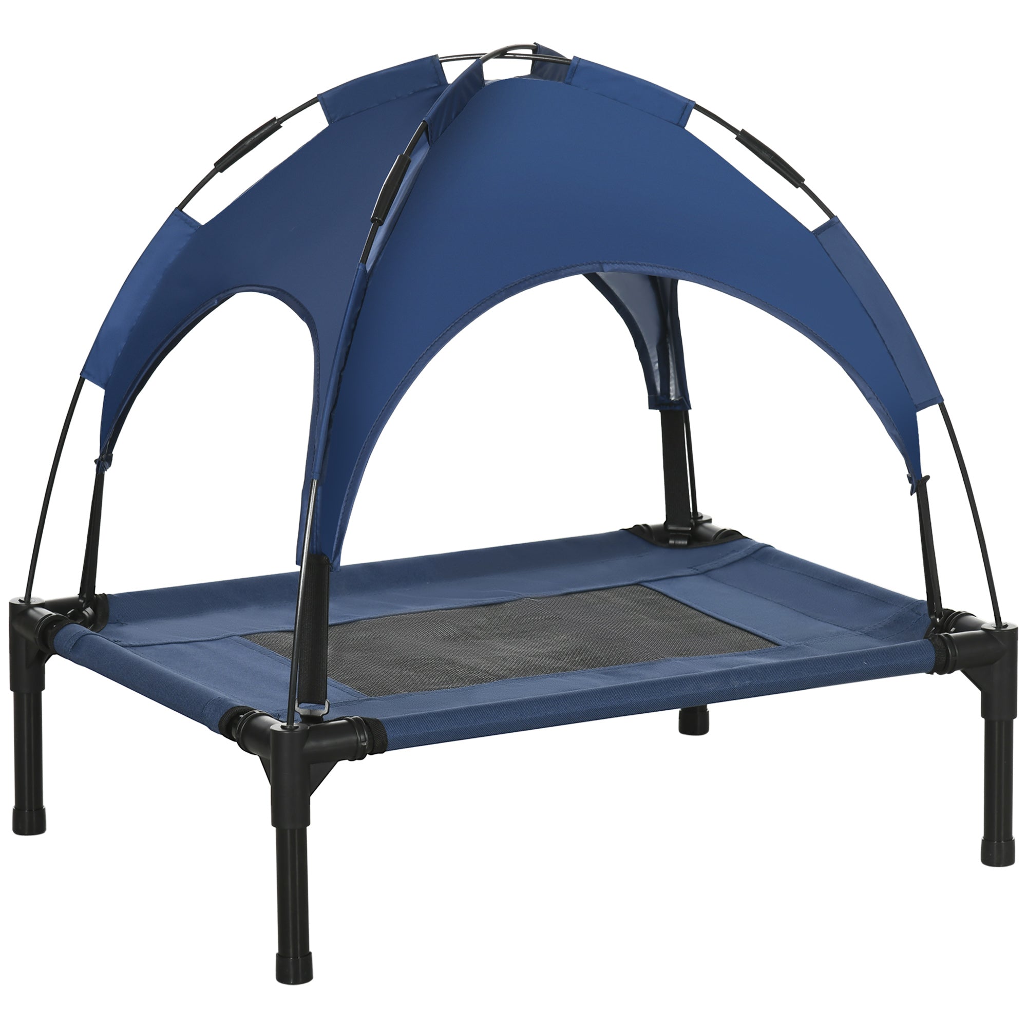 PawHut 61cm Elevated Dog Bed Cooling Raised Pet Cot UV Protection Canopy Blue  | TJ Hughes